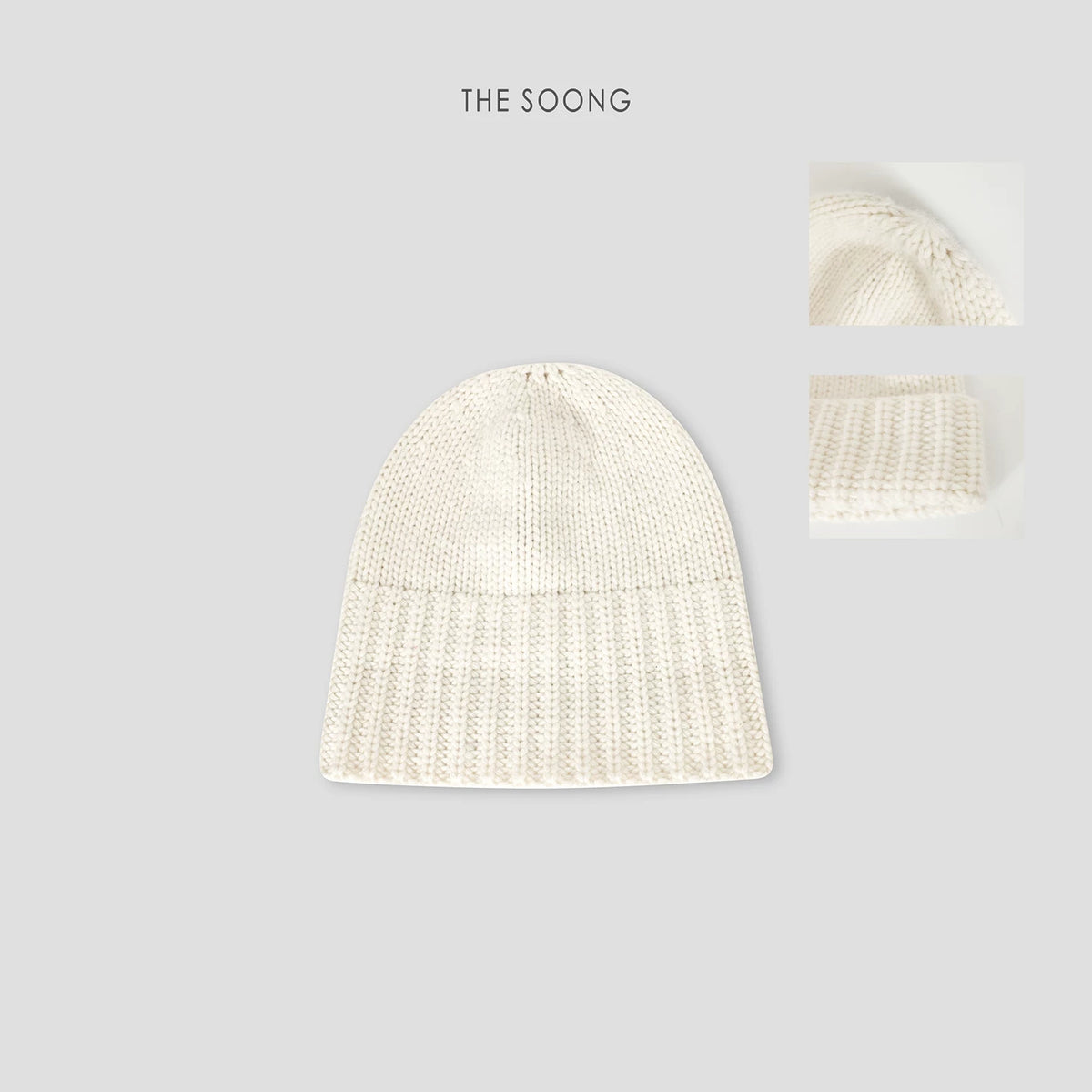 THESOONG/Alashan Chifeng High-count Cashmere Fine Yarn Three-needle Rib Versatile Knit Hat 7380