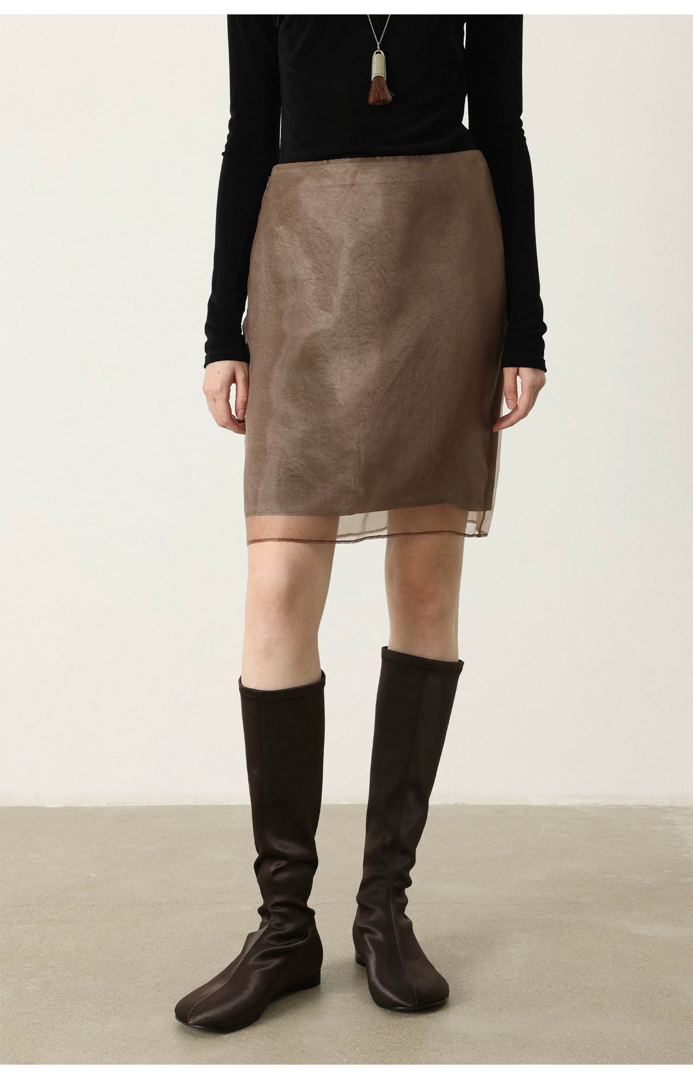 【Clearance 3】Early autumn straight elegant half skirt for women spliced version showing figure popular H-shaped mid-waist HBQZ6930