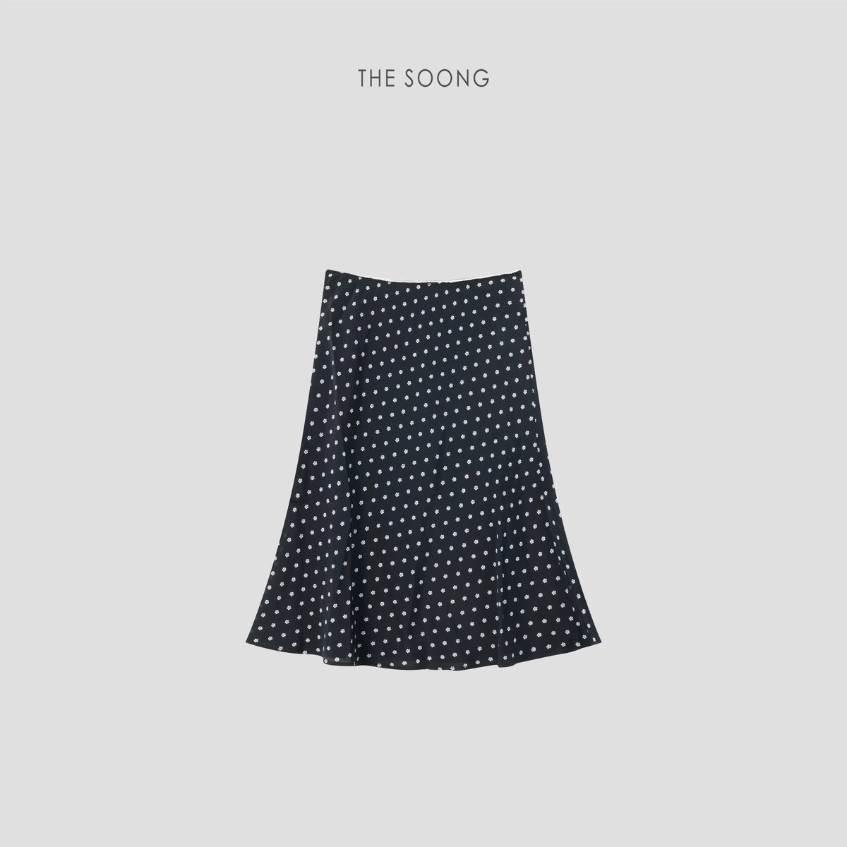 THESOONG/100% mulberry silk summer polka dot print 3D cut fishtail A-line skirt 9084