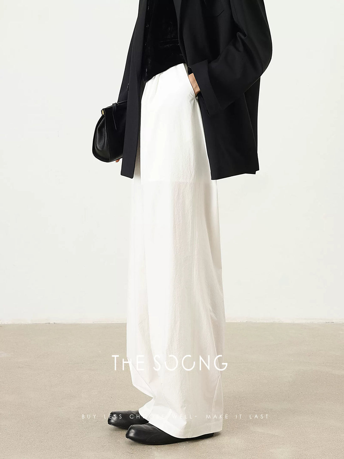 THESOONG/干爽轻盈 经典轻量舒适质感阔腿松紧腰速干休闲裤女7456