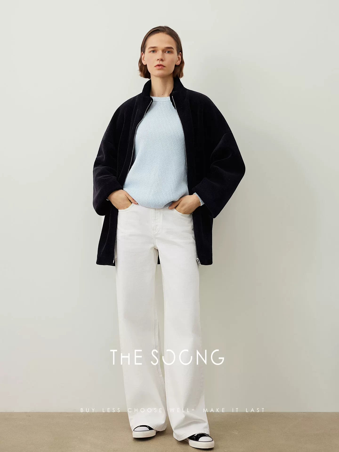 THESOONG/Autumn and Winter Sheep Wool Cashmere Sweater Women Crew Neck Knit Base Shirt HLMY6902