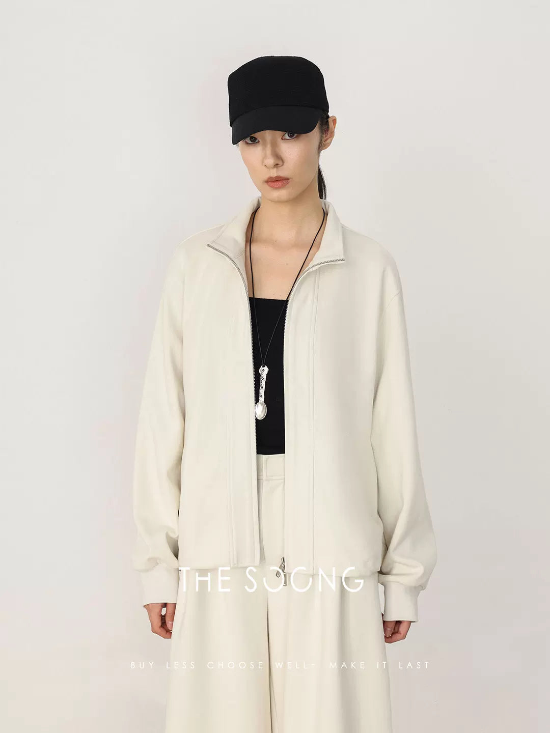 THESOONG / Stiff and Non-Collapsing Double-Weave Raglan Sleeve Shaped Casual Sweatshirt Set 8190/8113