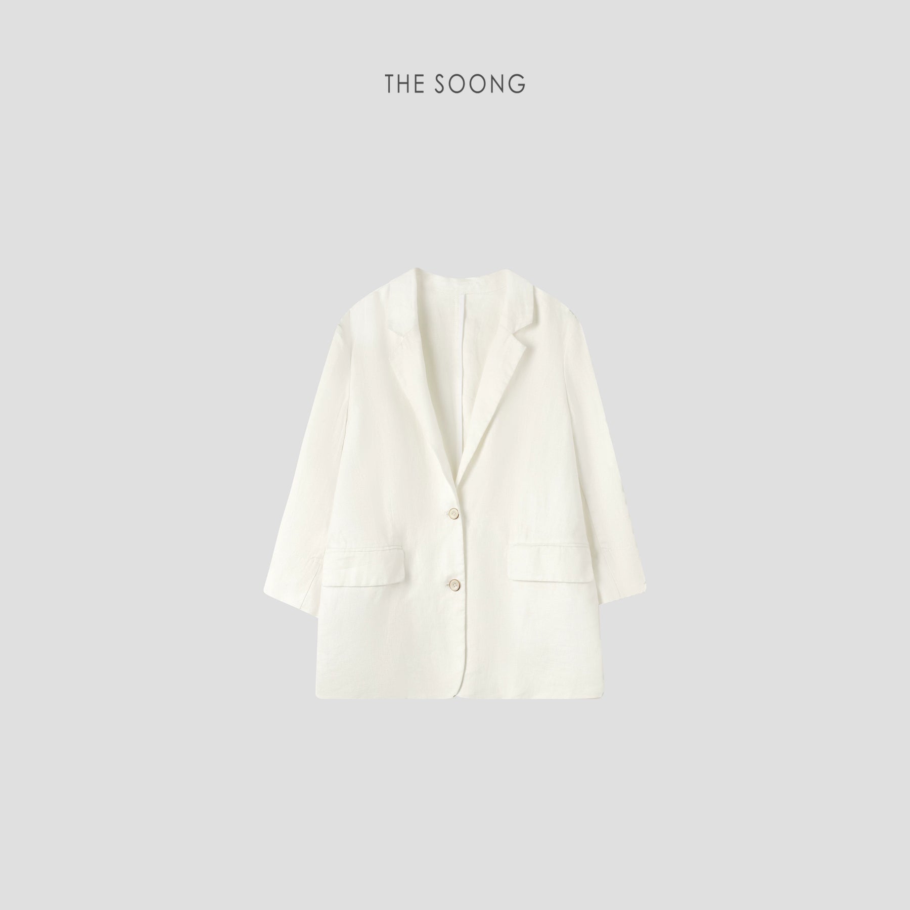 THESOONG/Cool-feel blazer summer pure natural linen naturally wrinkled texture three-quarter sleeve blazer for women 6652