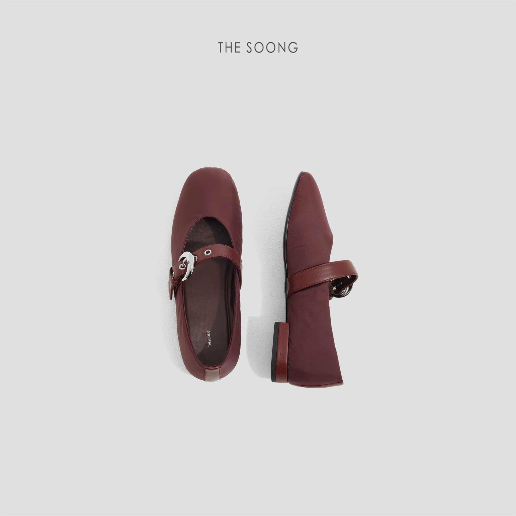THESOONG/26s spring high-end footwear adjustable leather buckle comfortable low-heeled lambskin Mary Jane shoes 7501