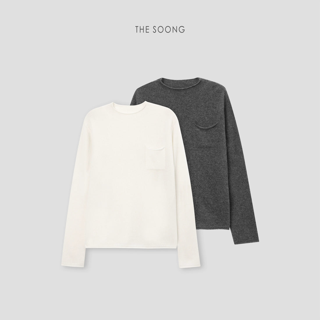 THESOONG/Ultra Fine 100% Pure Cashmere Ultra-Light Glutinous Feel Rolled Edge Women’s Crew Neck Sweater 7900