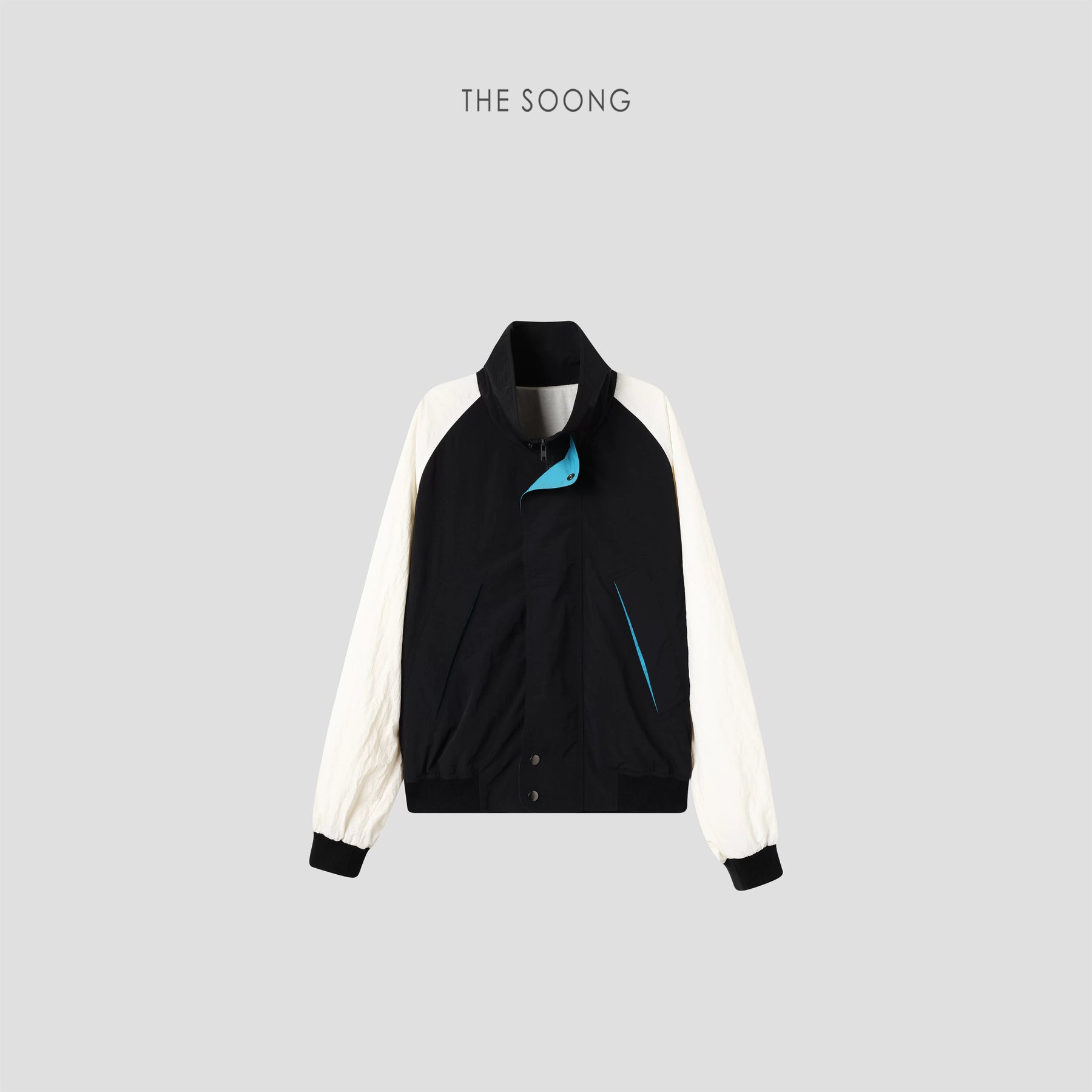 THESOONG/From Simple to Refined Classic Heavy Fermented Wash Water-Repellent Color-Block Lapel Jacket for Women 7348