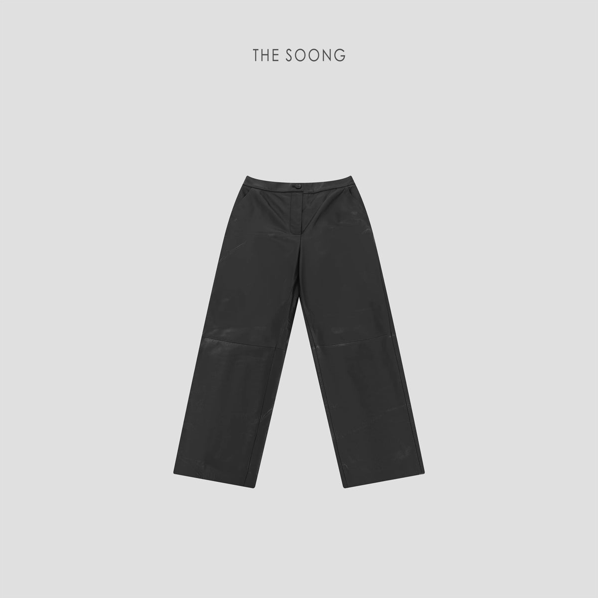 THESOONG/"Danish imported calf leather" minimalist tailored fashionable versatile slimming black leather pants for women 8582