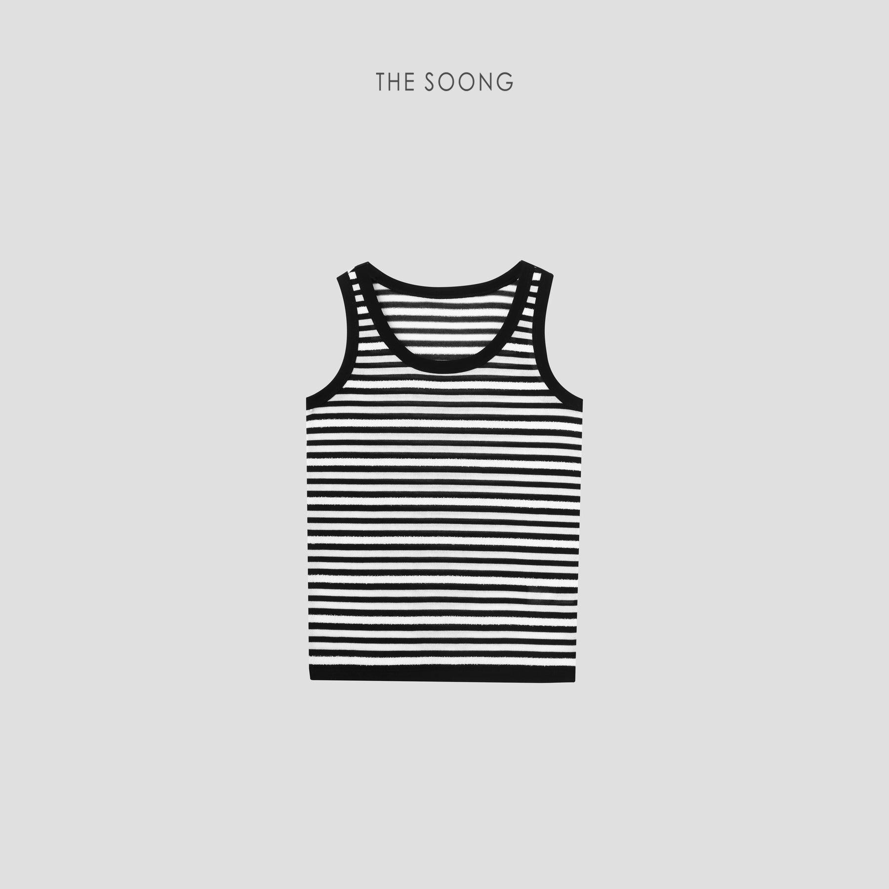 THESOONG/Refreshing Summer Color-Blocked Edged Anti-wrinkle Wrinkle-Free Striped Casual Sleeveless Tank Top 7376
