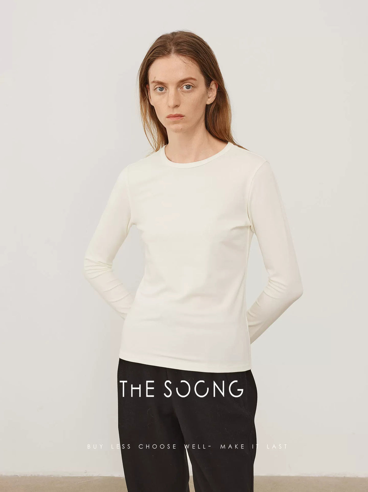 THESOONG/New Simple Basic Comfortable Tencel Wool Blend Crew Neck Long Sleeve T-Shirt Base Shirt for Women 8294