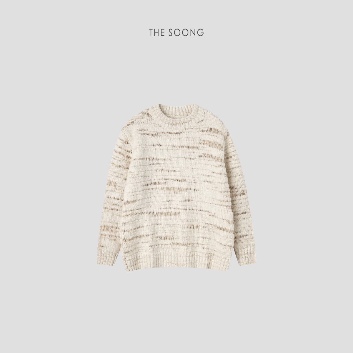 THESOONG/Combination of Solid and Sheer Handmade Woven Irregular Hollow Design Winter Alpaca Knit Sweater