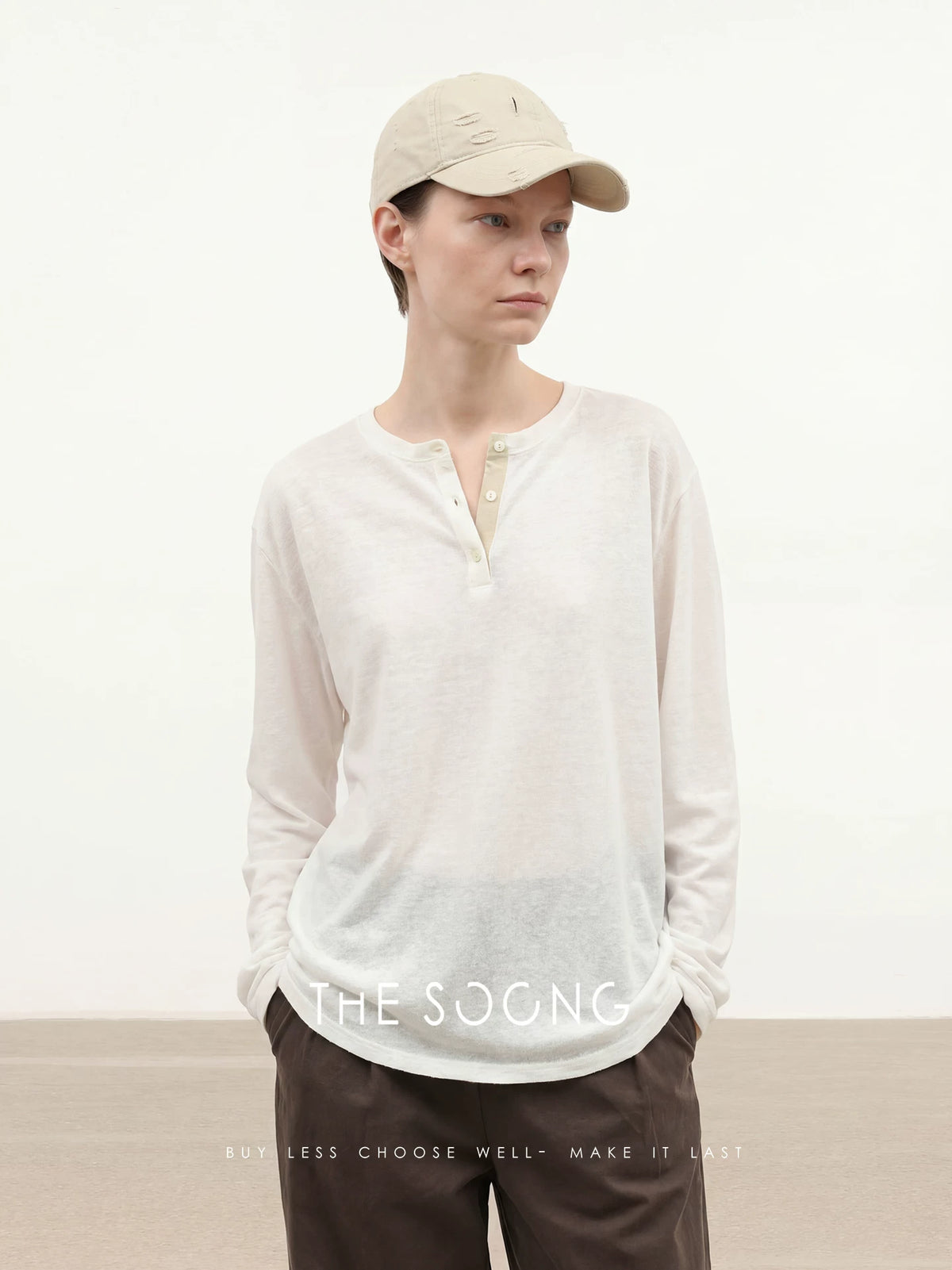 THESOONG/Craftsmanship: 16-Needle Fine Yarn Slow Knitting Henry Collar Spring/Summer Thin Top 8497