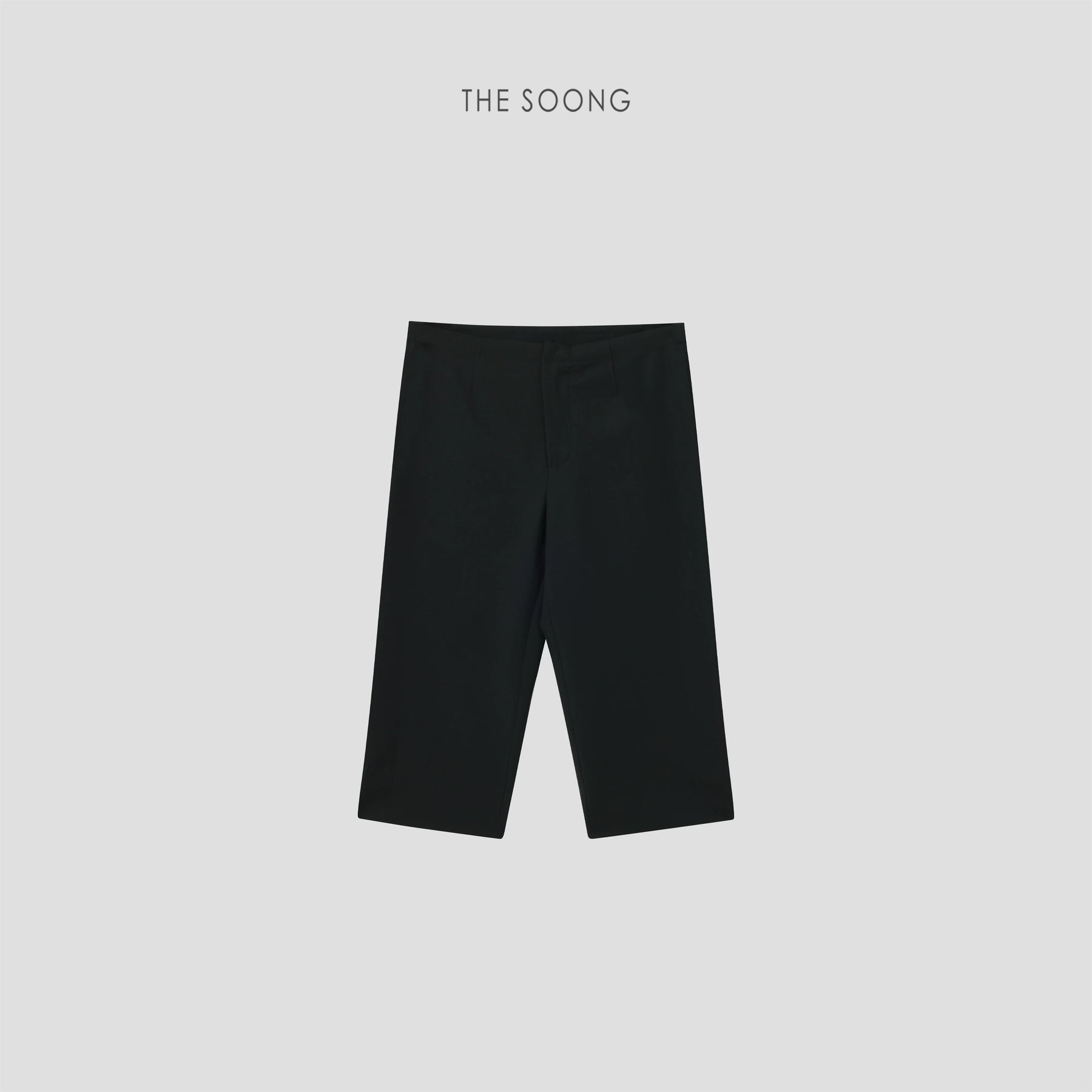THESOONG / Black Stretch Five-Point Pants for Women Summer High Waist Slimming Side Slit Commuter Shorts HWKZ9381