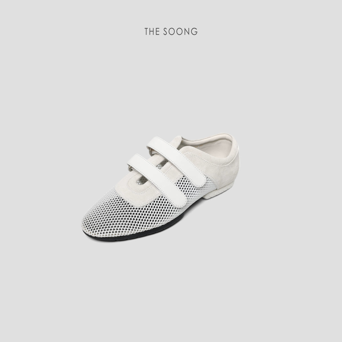 THESOONG/Super Soft Mesh Shoes Classic Leather Breathable Mesh Velcro Flat Casual Shoes for Women 7224