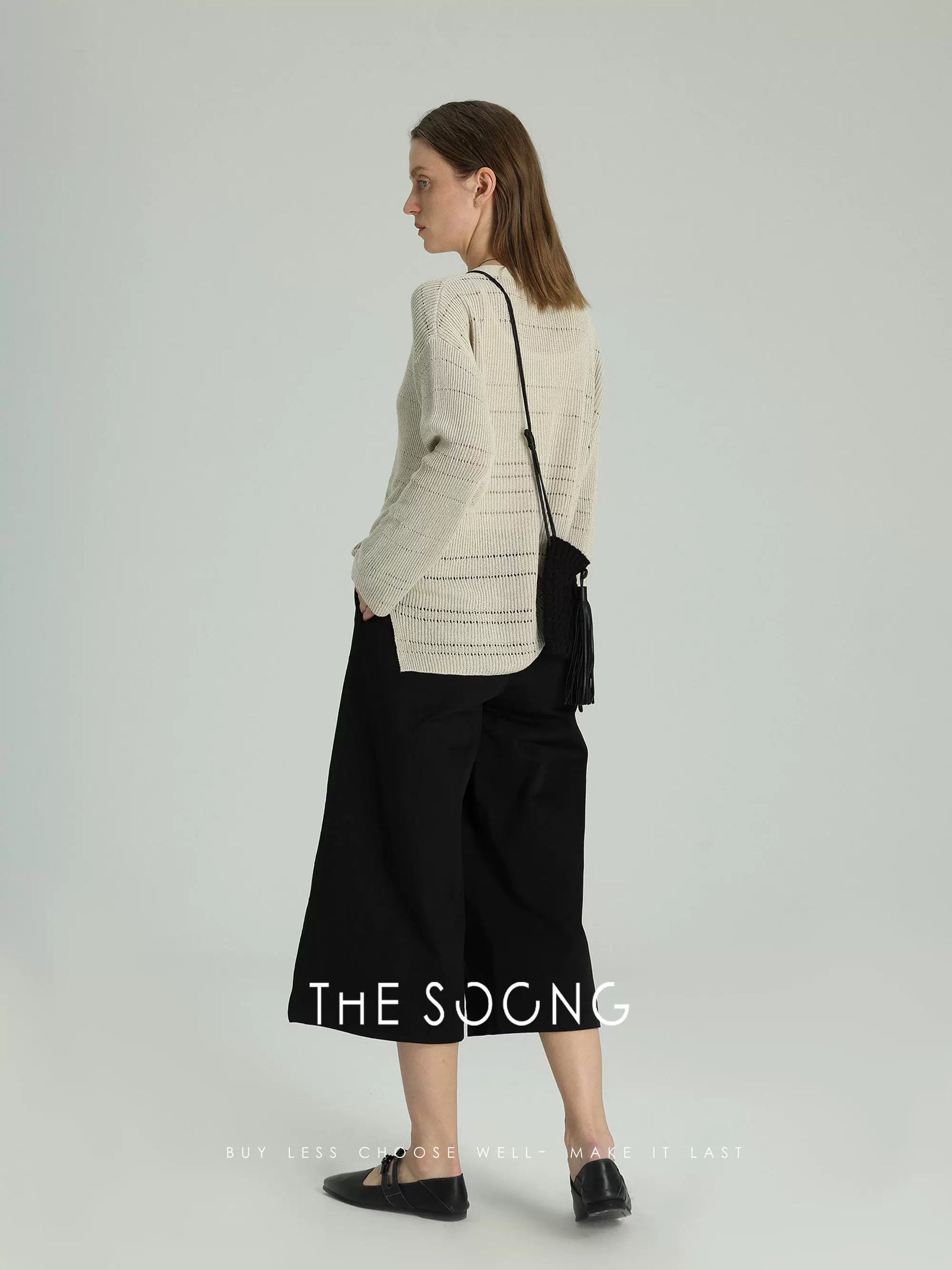 【Clearance 3】Yamamoto Pants Spring/Summer 100% cotton classic black irregular A-line cropped wide-leg pants 6478