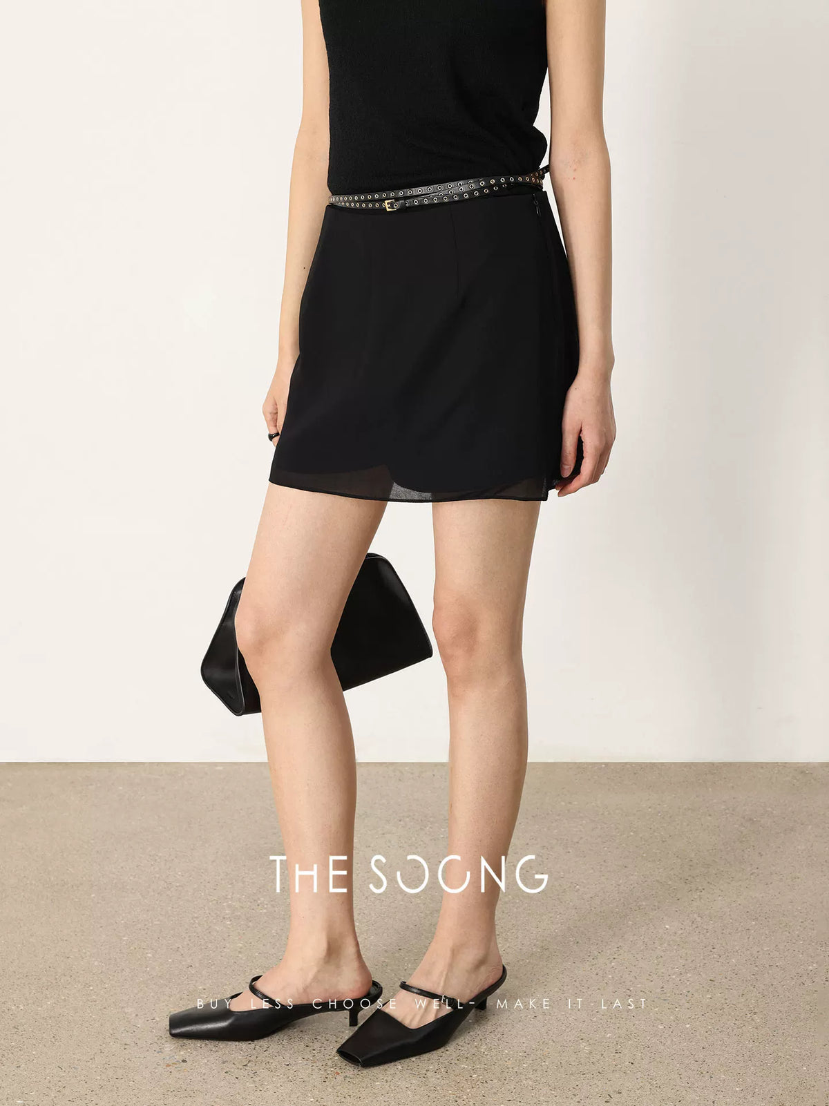 THESOONG / Spring new loose A-line skirt for women, elastic waist, slim and flattering short skirt, half-length skirt HWQZ8721