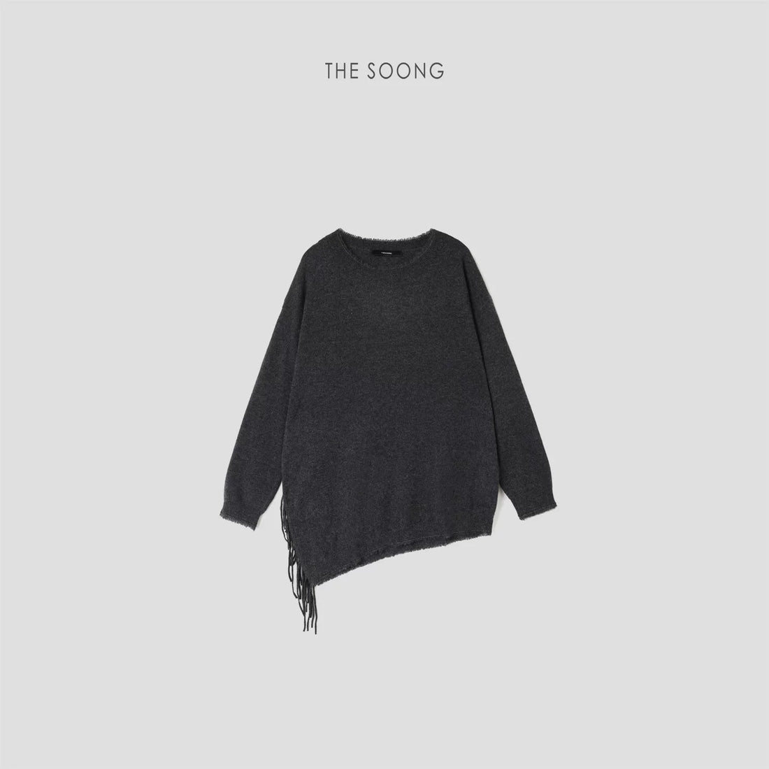 THESOONG/custom pure cashmere, hand-sewn tassel, delicate soft texture woven round-neck sweater 7575