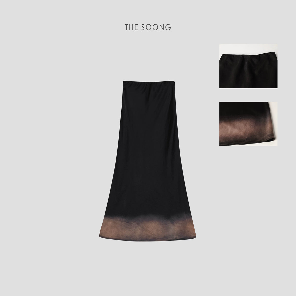 THESOONG/Gradient Aesthetic Cotton-Linen Blend Comfortable Breathable Elastic Waist Versatile Elegant Skirt