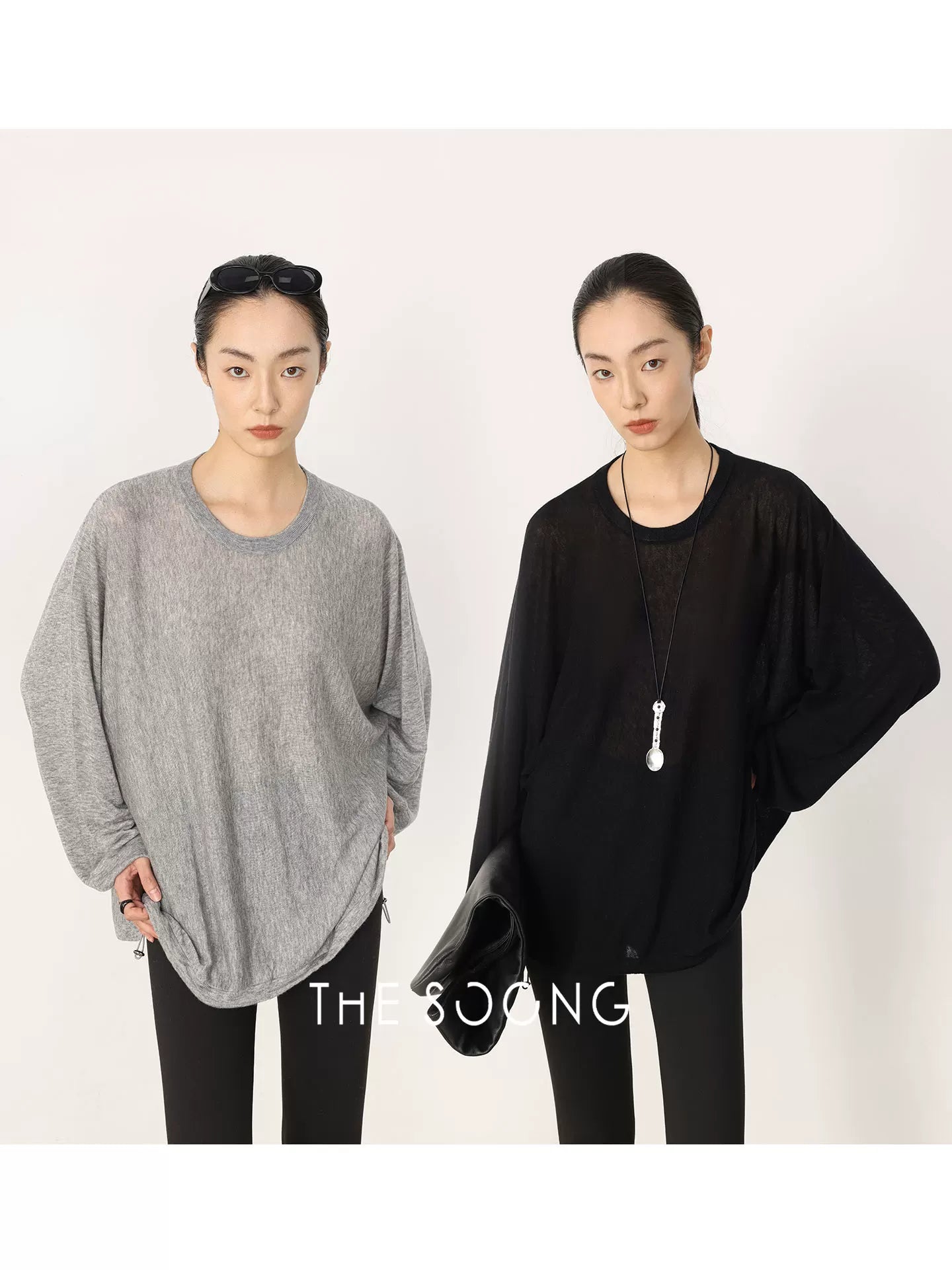 THESOONG/Spring New Knit Wool Base Shirt Loose Top Thin Round Neck Long Sleeve HWTX8496
