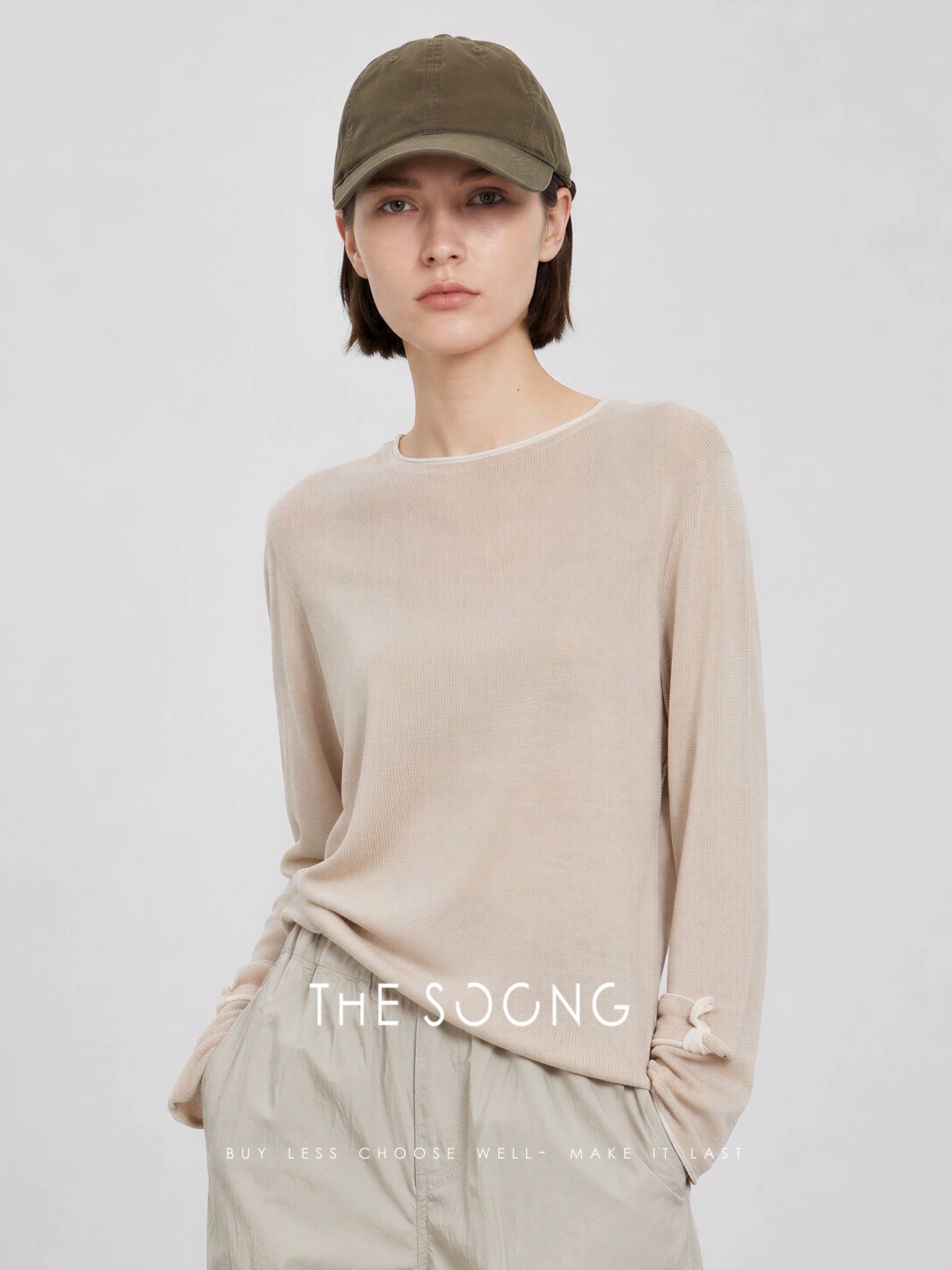 THESOONG/Lightweight Comfort Mulberry Silk High-Weight Blended Wool Round Neck Long-Sleeve Base Shirt 8581