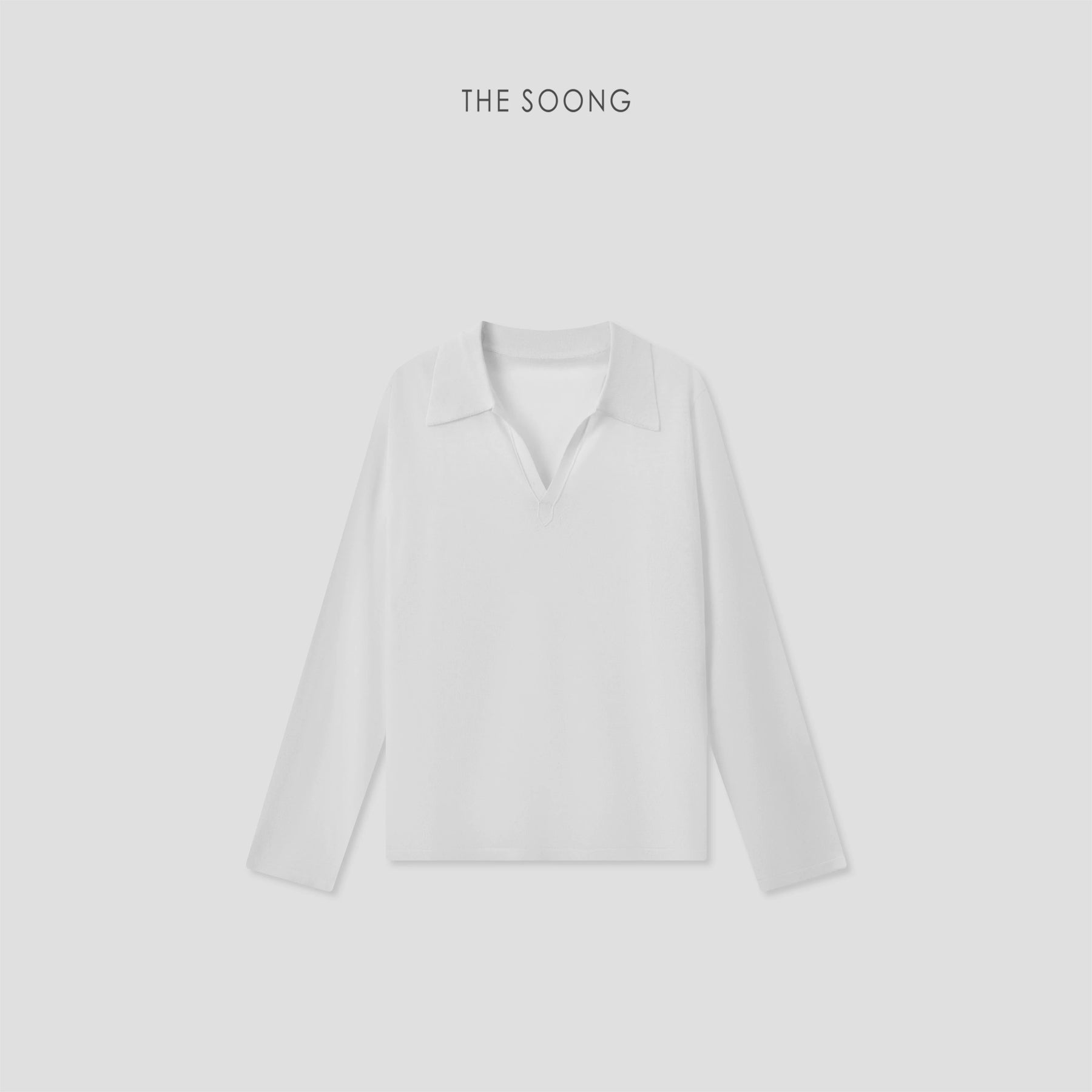 THESOONG/Icy Skin Thin and Sheer Flexible Fibrous Linen Blend Slightly See-Through Long-Sleeve Polo Shirt for Women 9045