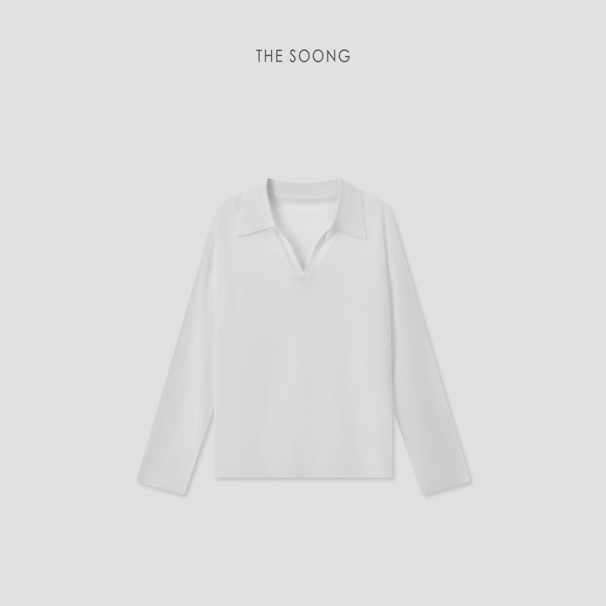 THESOONG/Icy Skin Thin and Sheer Flexible Fibrous Linen Blend Slightly See-Through Long-Sleeve Polo Shirt for Women 9045