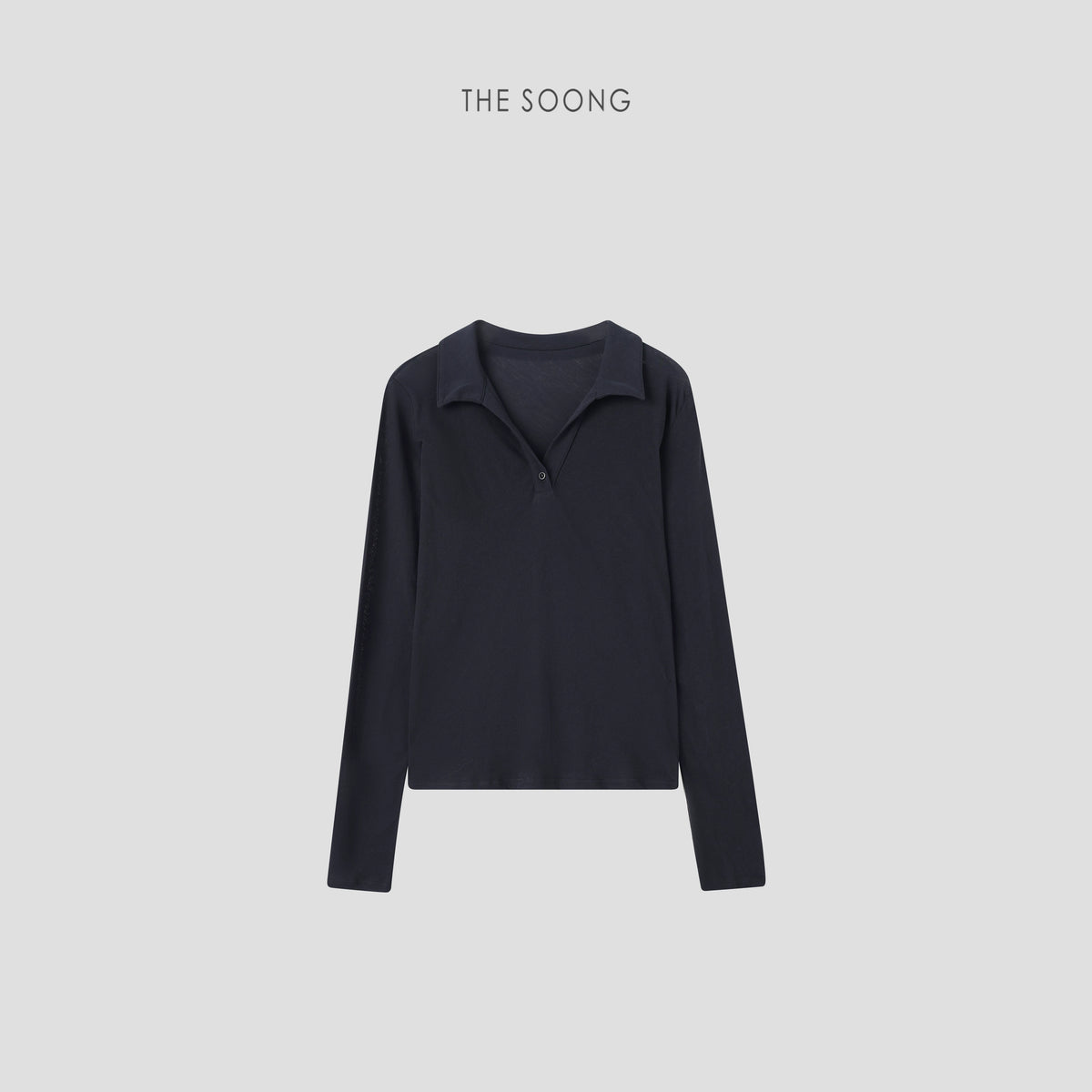THESOONG / Classic 100% cotton breathable Henry shirt skin-feel long sleeve polo sweater for women 6347