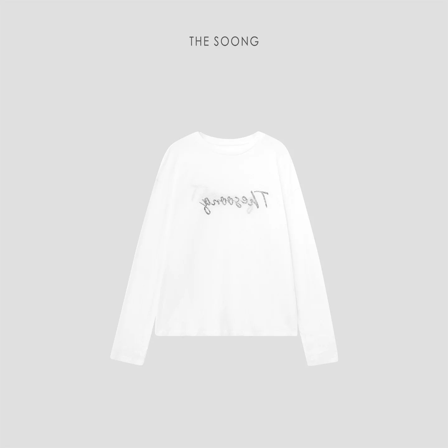 THESOONG/Reversible Autumn Long-Sleeve T-Shirt for Women Slightly Transparent Lettering Top Versatile Base Shirt HBTX7343