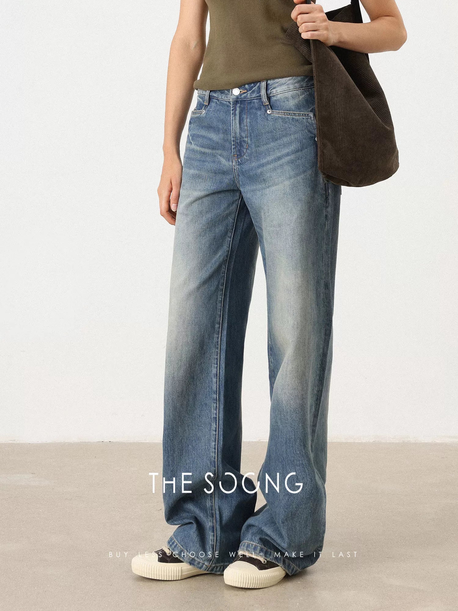 THESOONG / Yapi Aesthetic Vintage Italian Original Yarn Washed Line Sense Curved Knife Jeans 6942