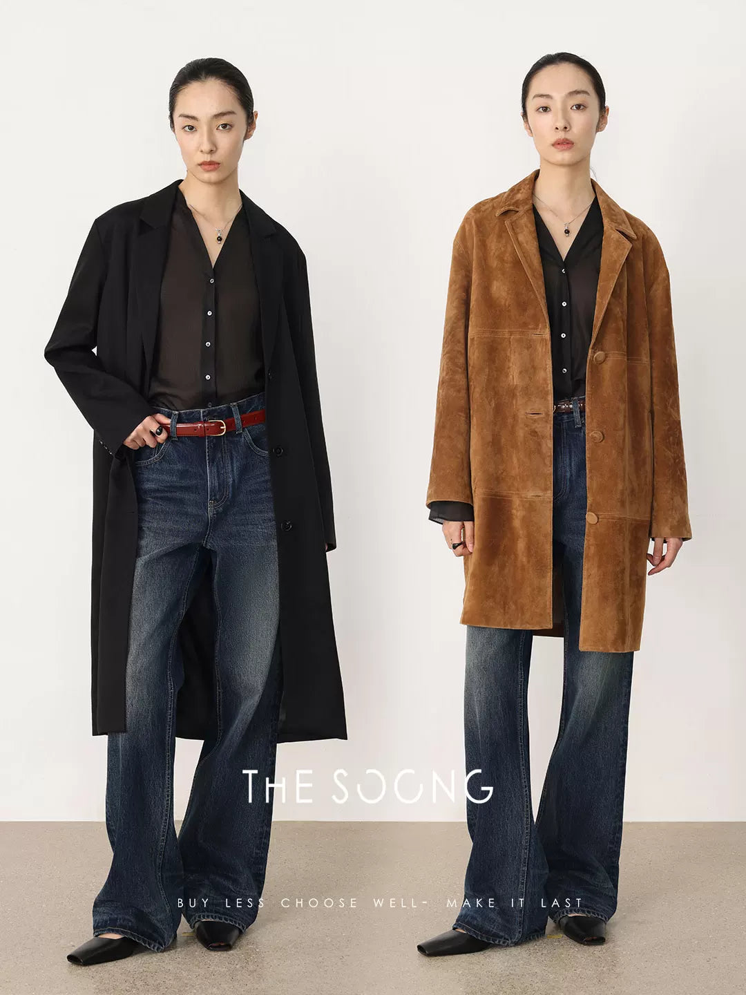 THESOONG / 100% mulberry silk long-sleeve shirt for women, slightly sheer, sexy, slim-fitting V-neck top HWCS8665