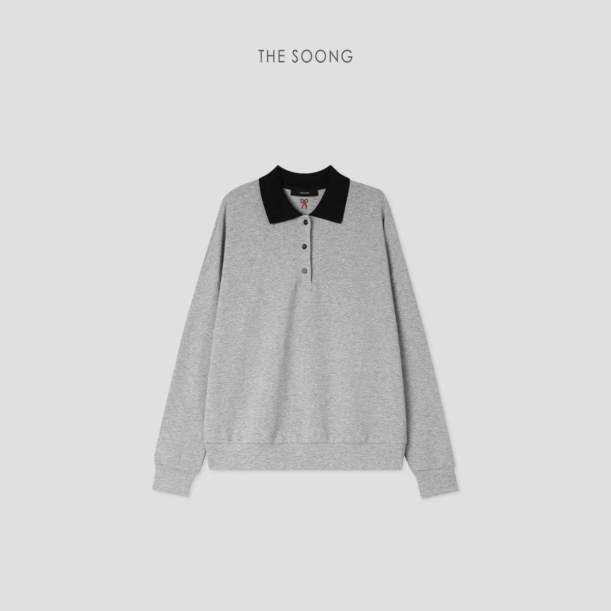 THESOONG/Attitude Interpretation Classic Skin-Friendly Soft Color-Block Knit Collar Loose Sweatshirt for Women 7494