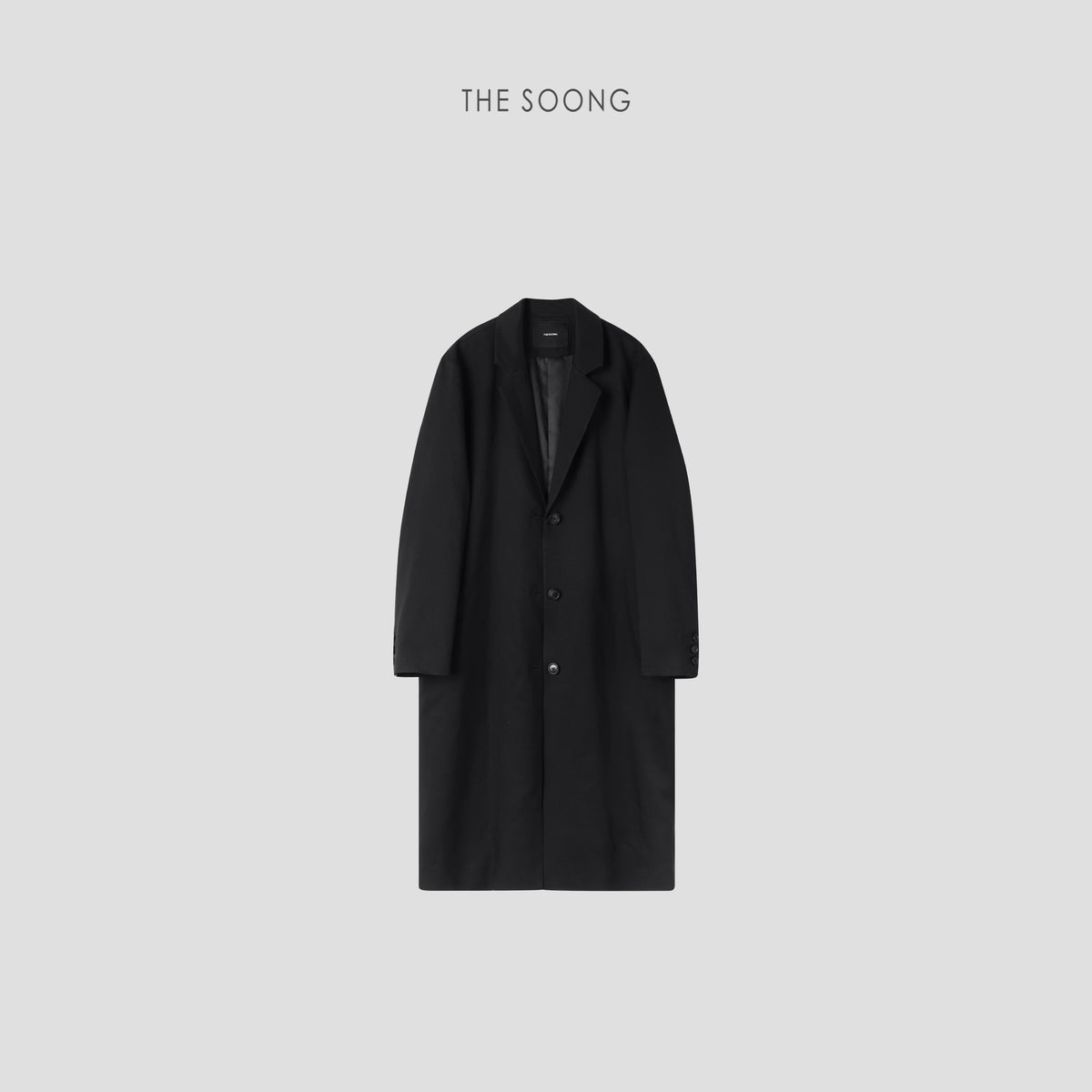 THESOONG/Back as Thin as Paper Acetate Blend 330G Classic Structured Glossy Suit-Style Trench Coat 5179