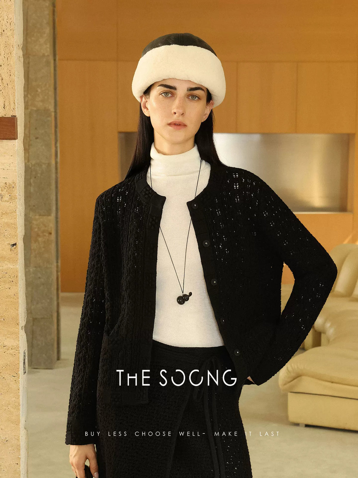 THESOONG/Handmade Crochet Early Autumn Sweater Base Shirt for Women, Chanel Knitted Cardigan Long Sleeve 7656