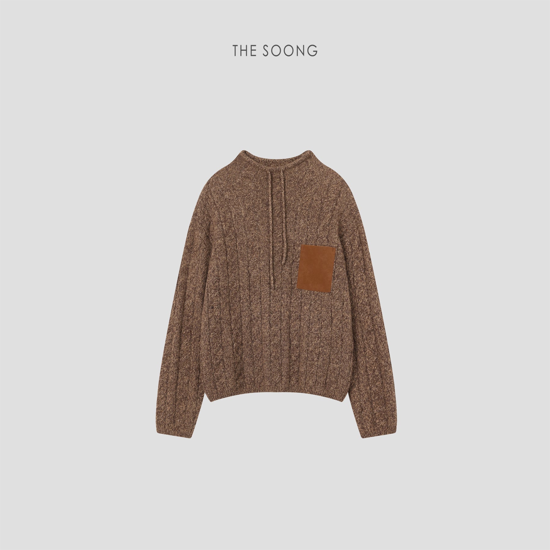 THESOONG/Hot Chestnut vintage cashmere mulberry silk blend high-count gauze half-high neck sweater for women 9559