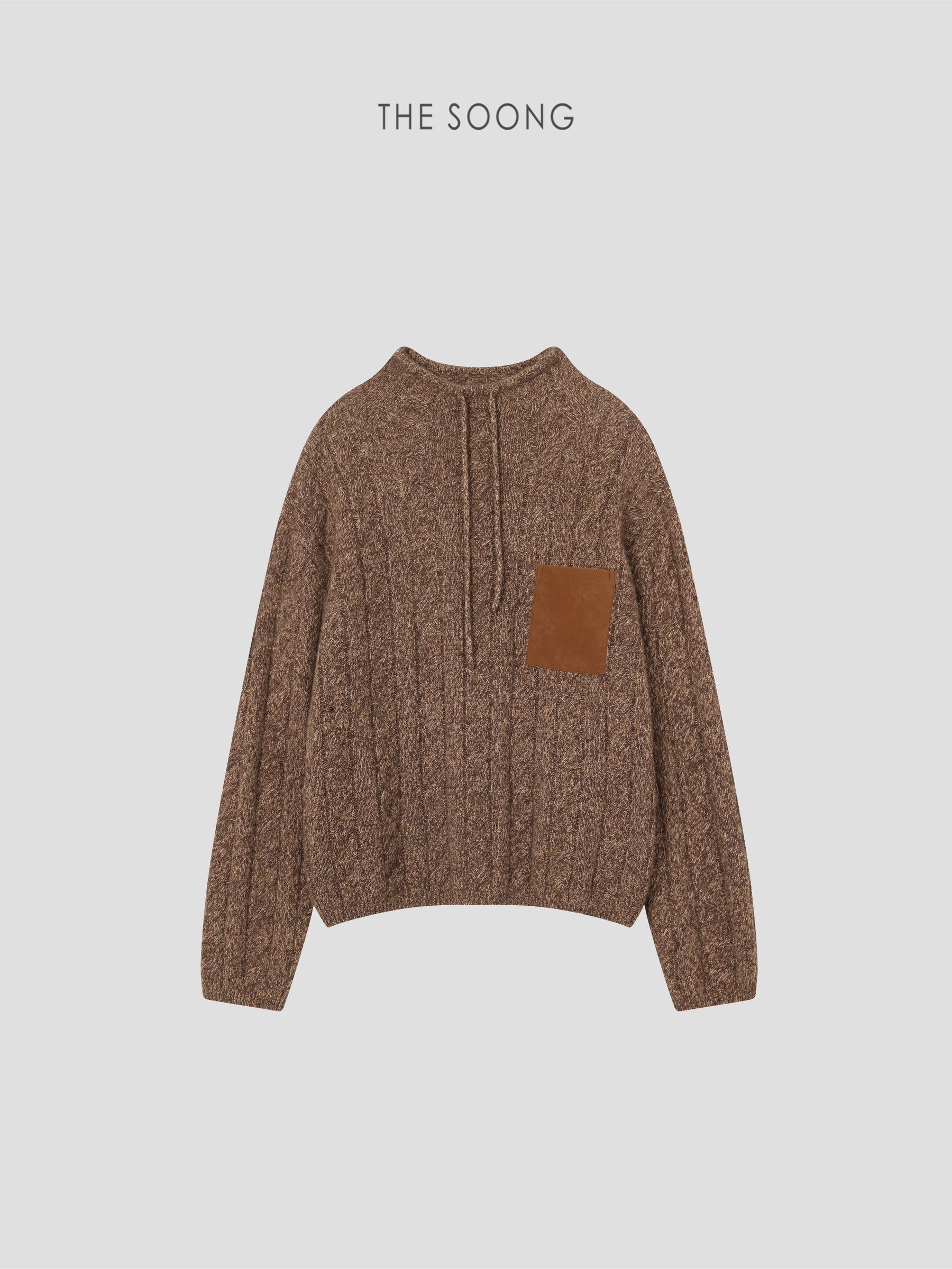 THESOONG/Hot Chestnut vintage cashmere mulberry silk blend high-count gauze half-high neck sweater for women 9559