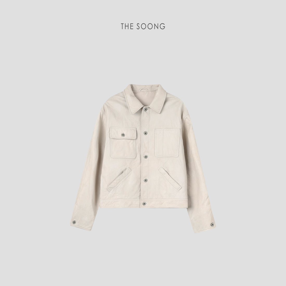 THESOONG/Confident Aesthetic Natural lambskin asymmetric pocket trendy lapel leather jacket