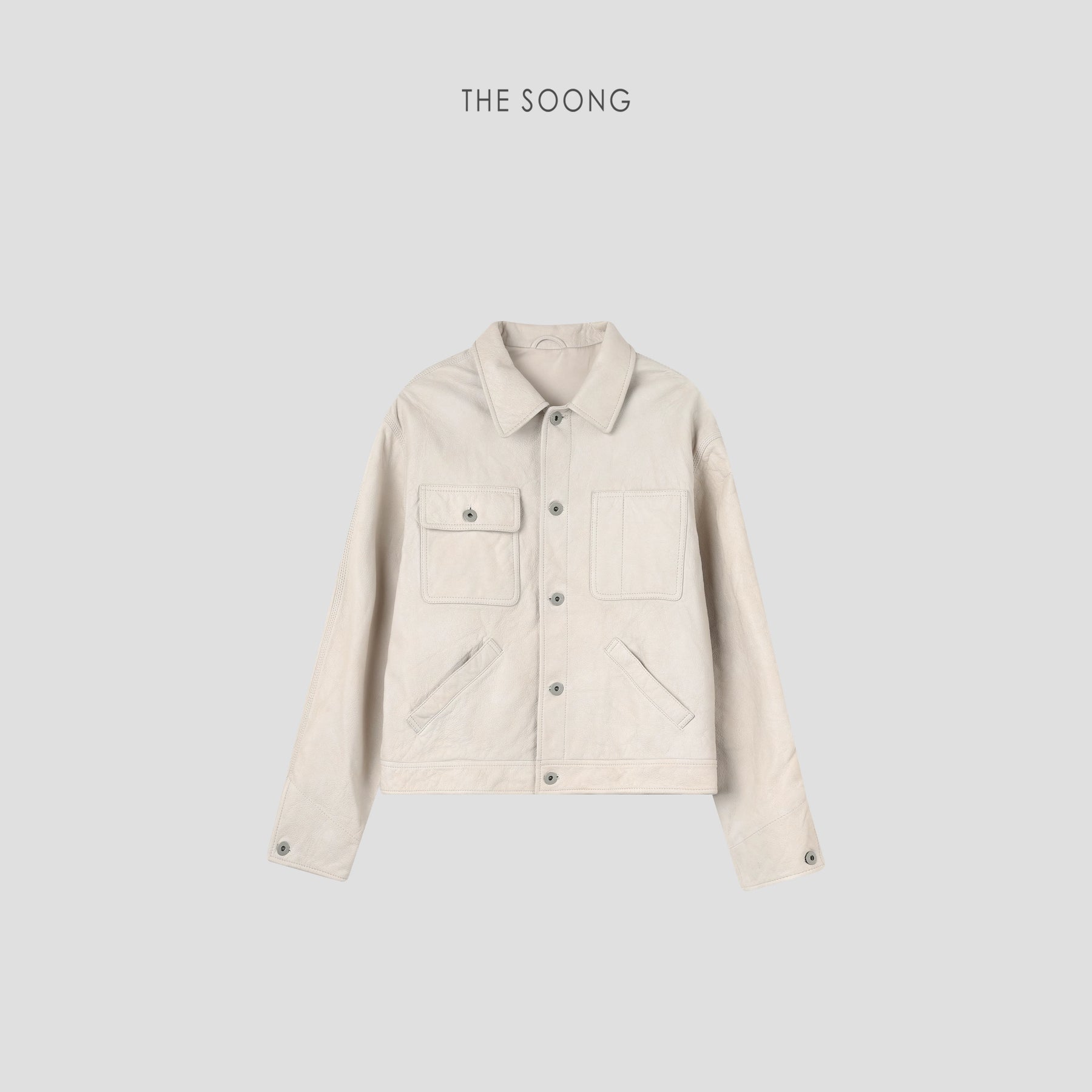 THESOONG/Confident Aesthetic Natural lambskin asymmetric pocket trendy lapel leather jacket