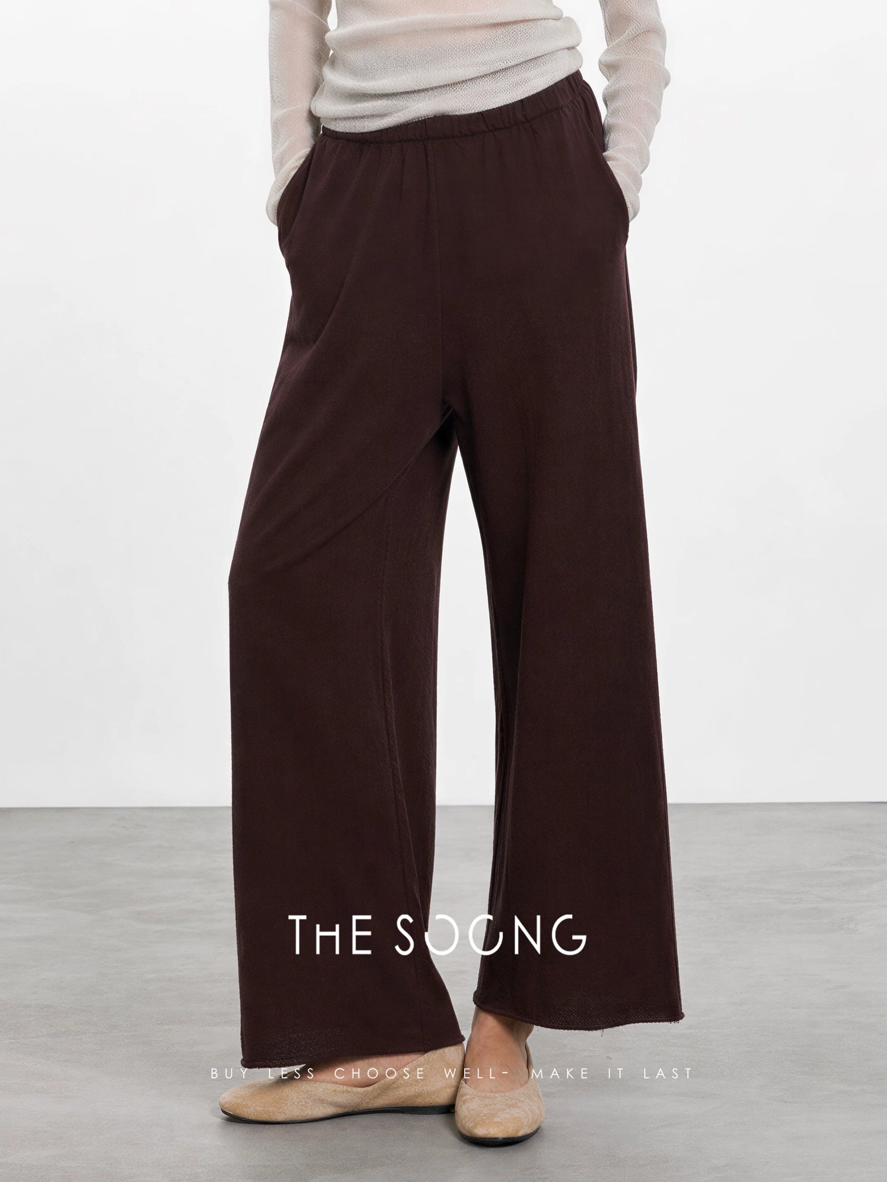 THESOONG/Relaxed Aesthetics Summer Thin High-Waist Draped Wide-Leg Pants Women Elastic Waist Casual Pants 8465