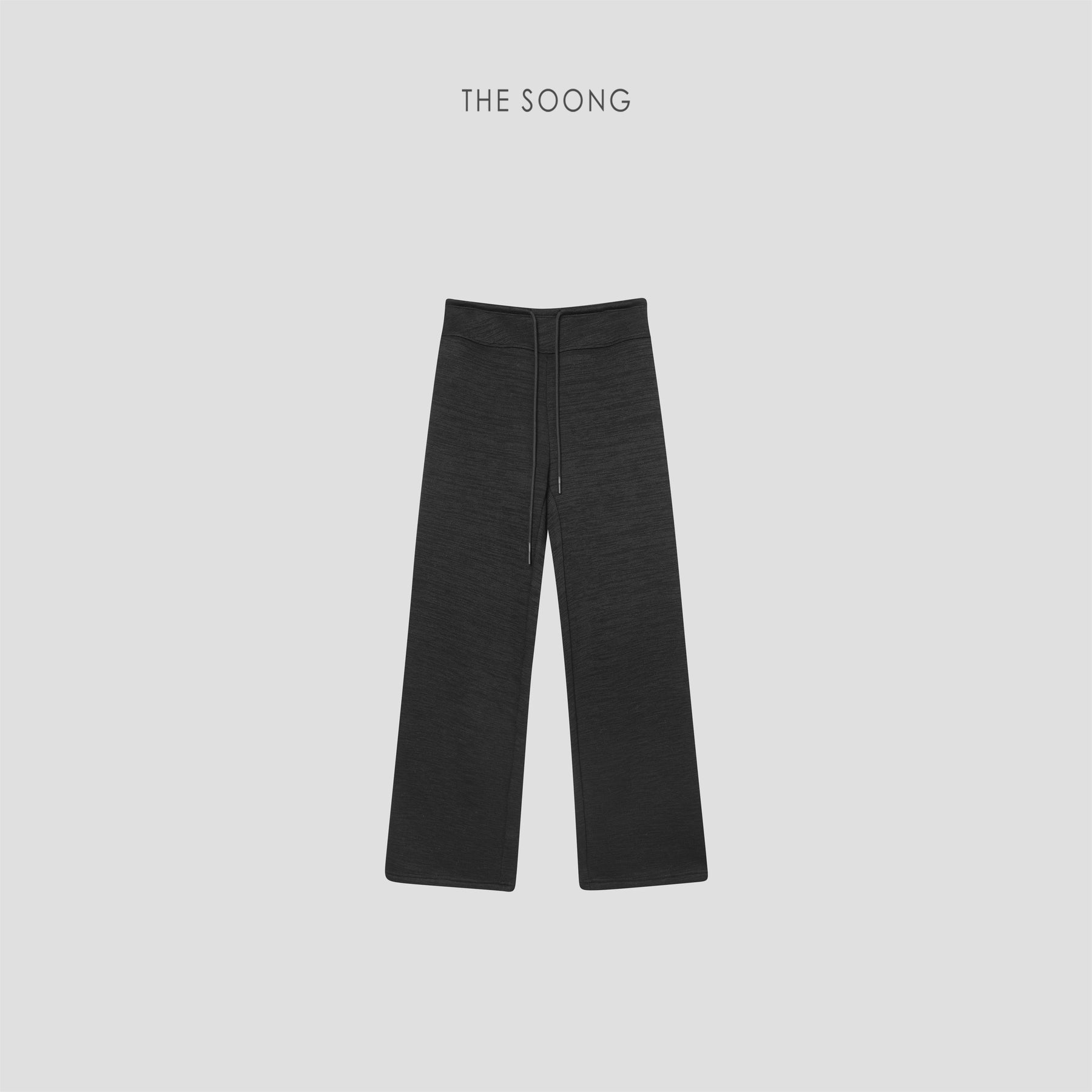 THESOONG / Warm Fleece Pants Thickened Fleece Warm Drawstring Black Slim High-waist Elastic Casual Pants 7868