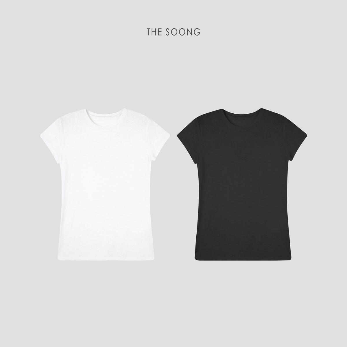 THESOONG / Highly Praised Repurchase Item Everyone Owns One Lightweight Thin Round Neck Black and White Basic Tee for Women