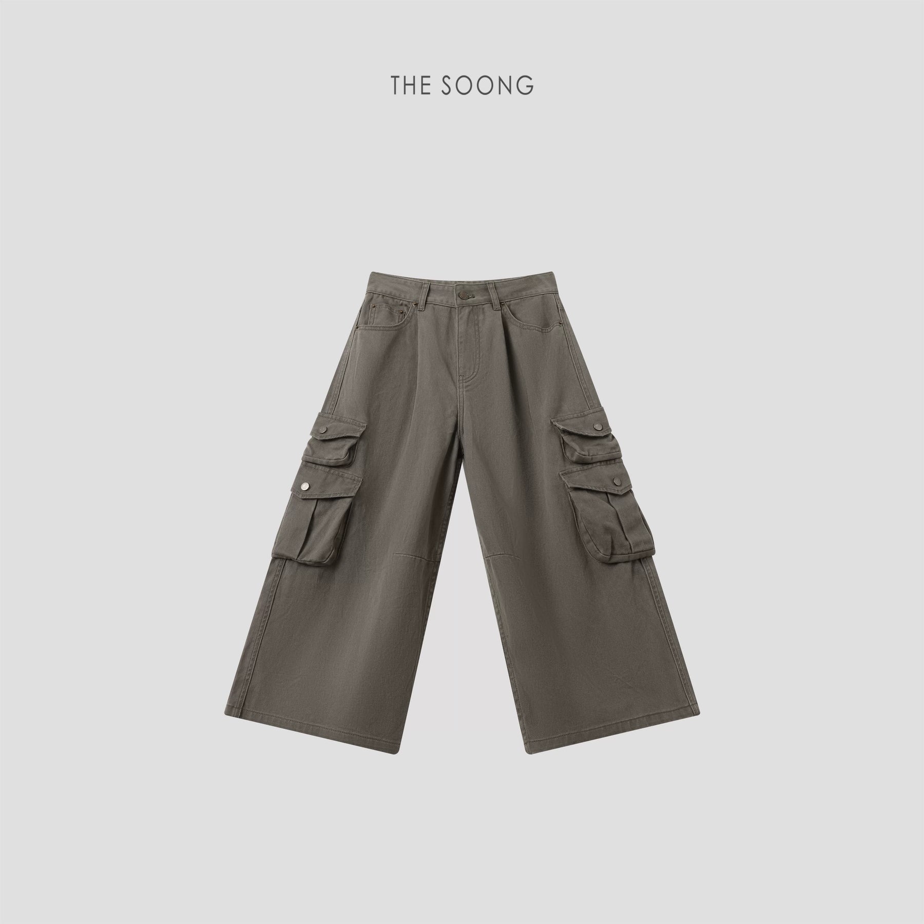 THESOONG/Spring New Casual Nine-Point Wide-Leg Cargo Pants Women Outdoor Casual Sports HBKZ8047