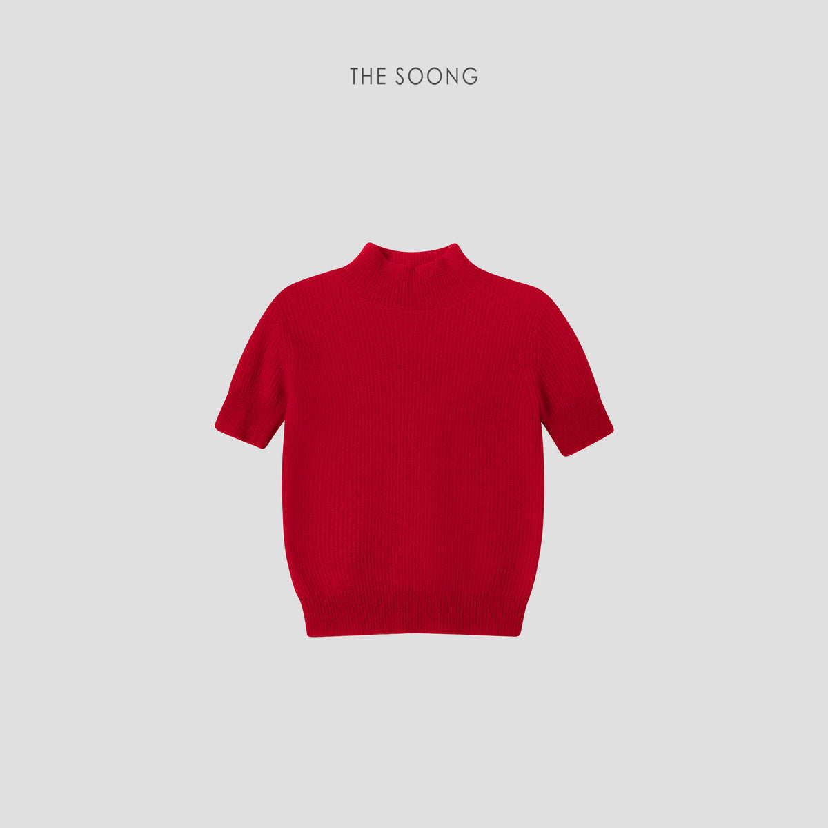 THESOONG/ 25th Anniversary Early Spring Series Alpaca Soft Semi-high Neck Plush Women's Short Sleeve Sweater 6202