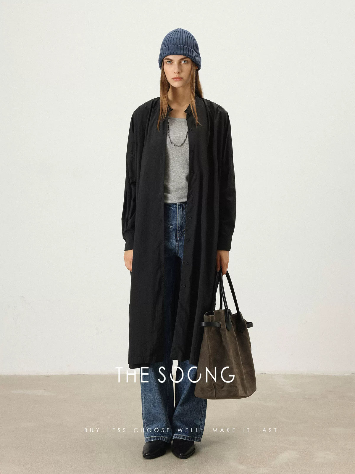 THESOONG/Zhang Chi You Du Classic relaxed line stand collar long trench coat for women 7422