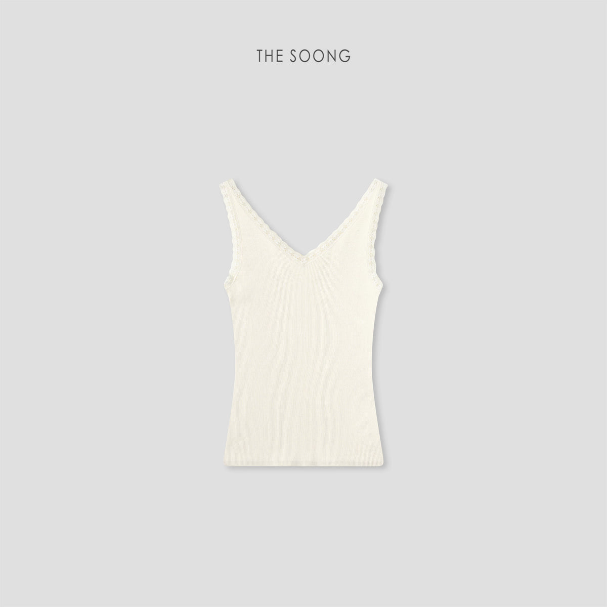 THESOONG/Lyocell Mulberry V-neck Fixed-Dye Lace Lace Groove Knit Camisole for Women 9404