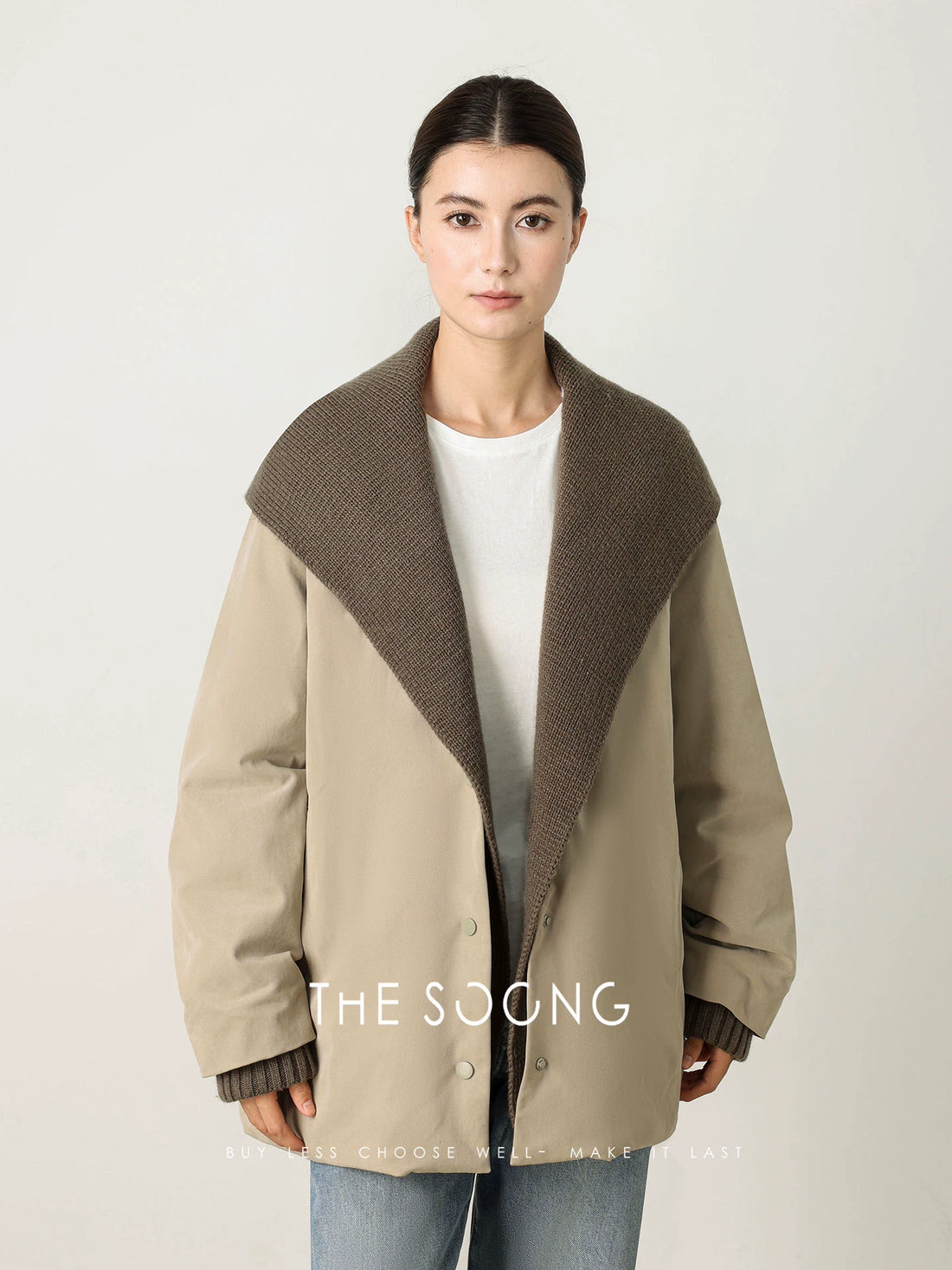 THESOONG/Autumn Winter Down Jacket Women 90% White Goose Down Detachable Hood Loose Warm Jacket 7820