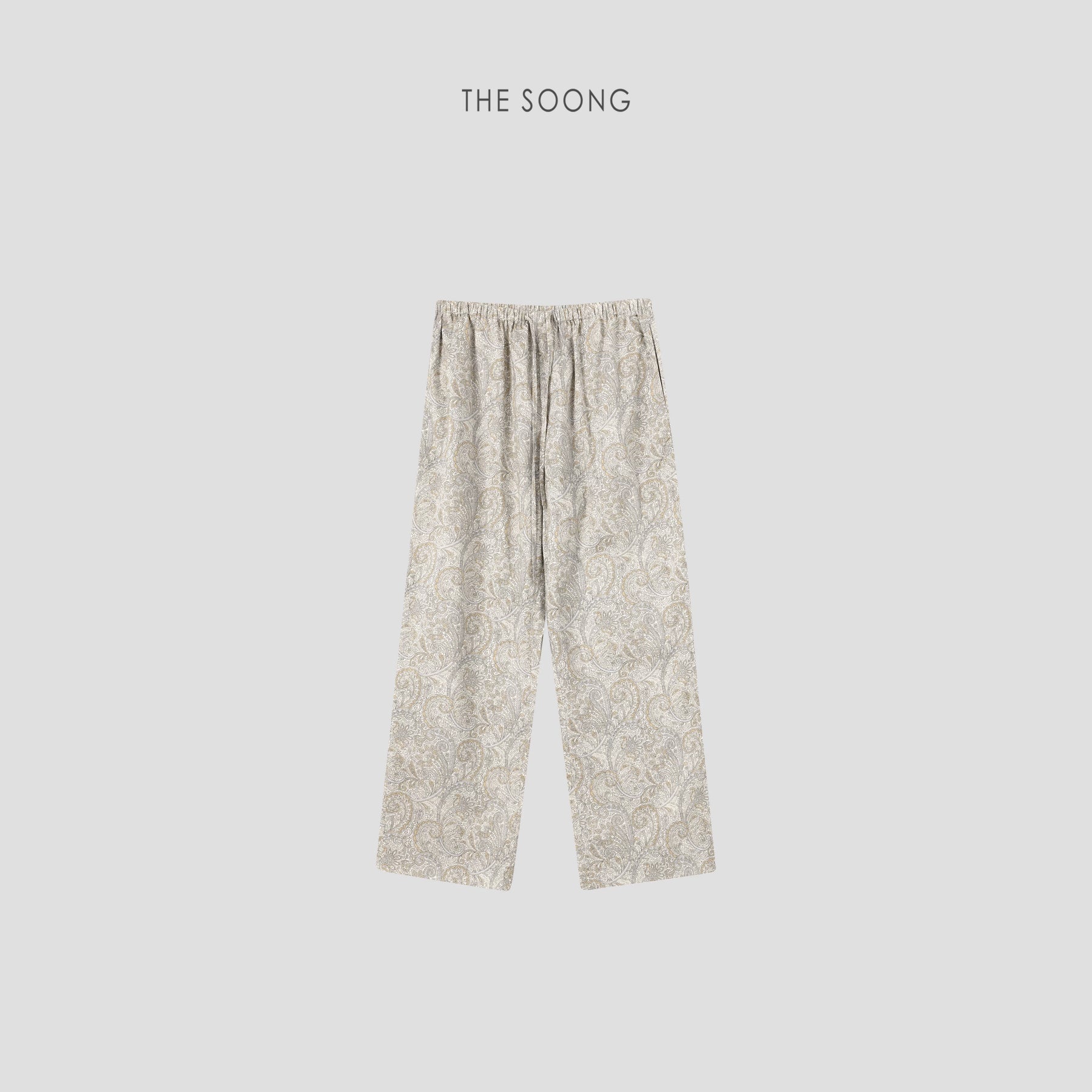 THESOONG/Paisley Summer Thin Pure Cotton Vintage Elastic Waist Loose Capri Casual Pants, Women 6870