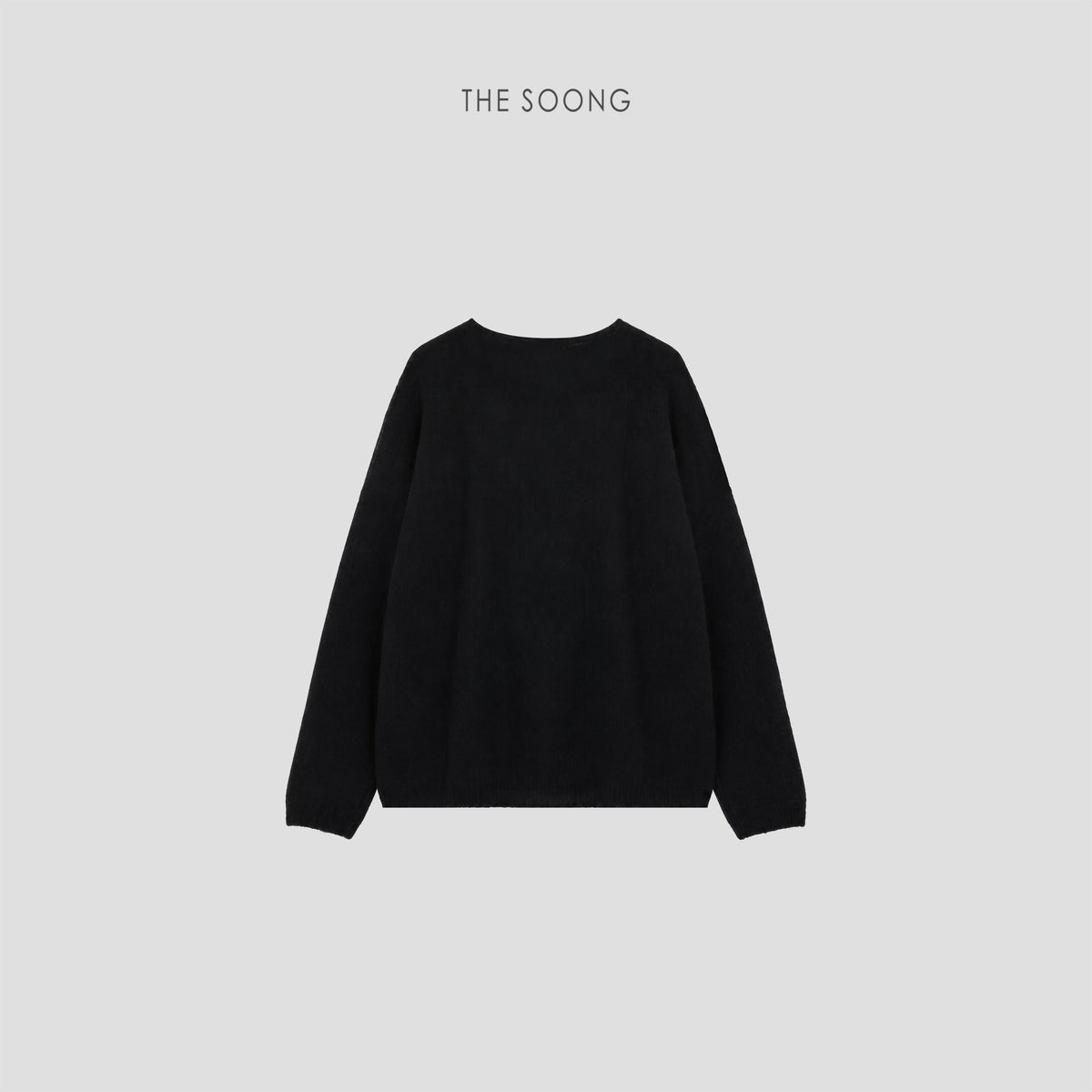 THESOONG Super comfortable cashmere sweater Wool and cashmere blend black loose round neck sweater 7562