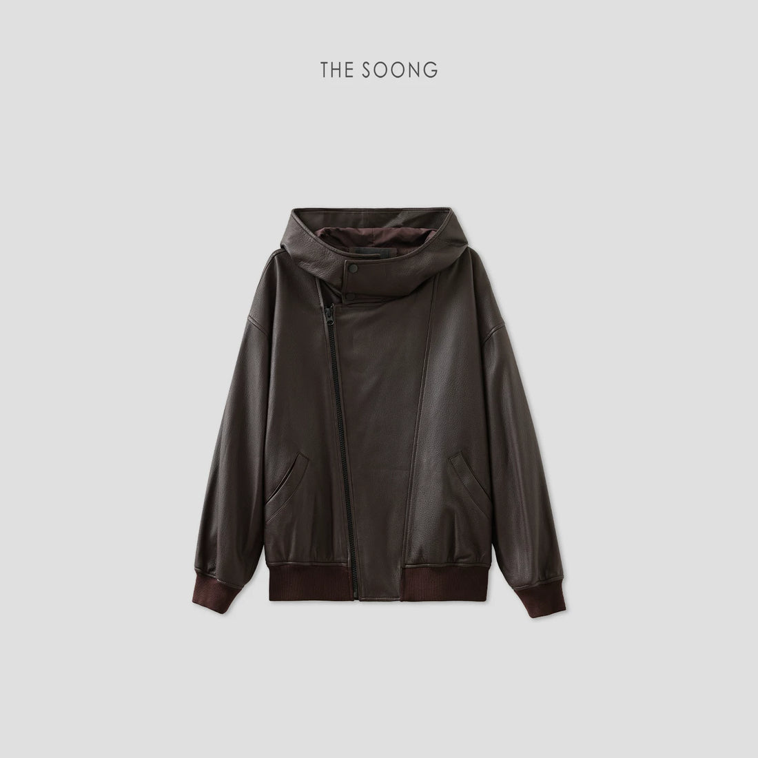 THESOONG/Turkish Imported 100% Sheepskin, Ultra-Light Fleshy Bubble Leather Hooded Leather Jacket 7673