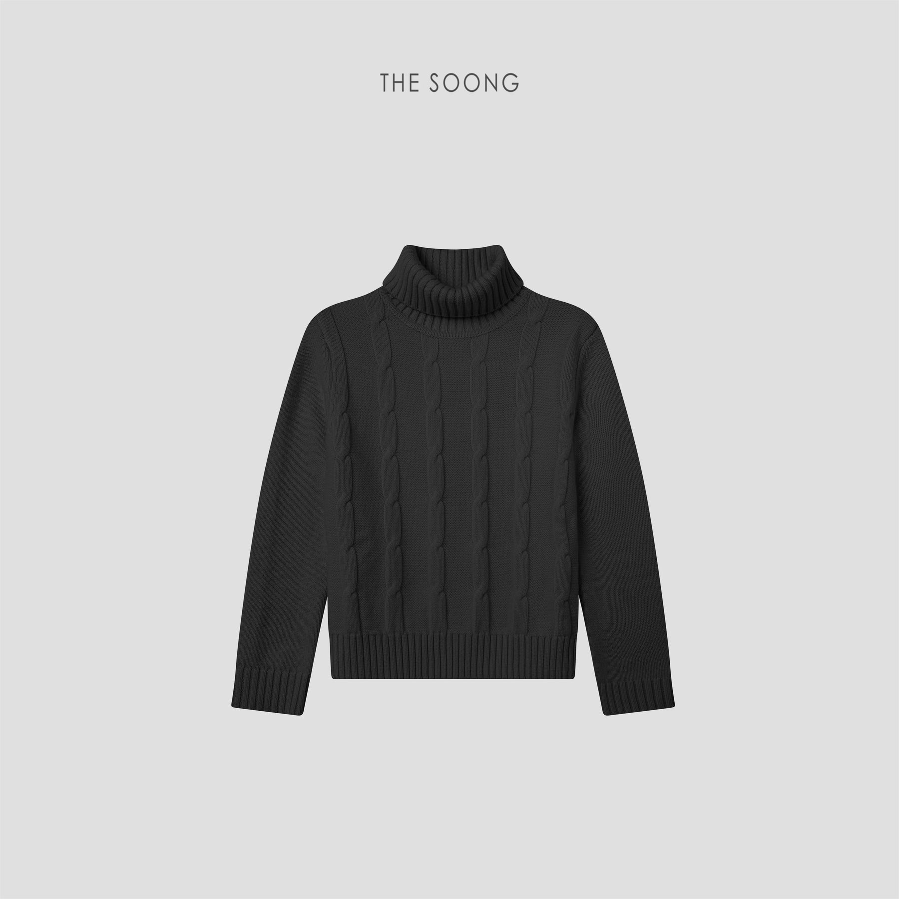 THESOONG / Caroline Sweater 100% Pure Wool High Collar Cable Knit Pullover Sweater for Women 9230