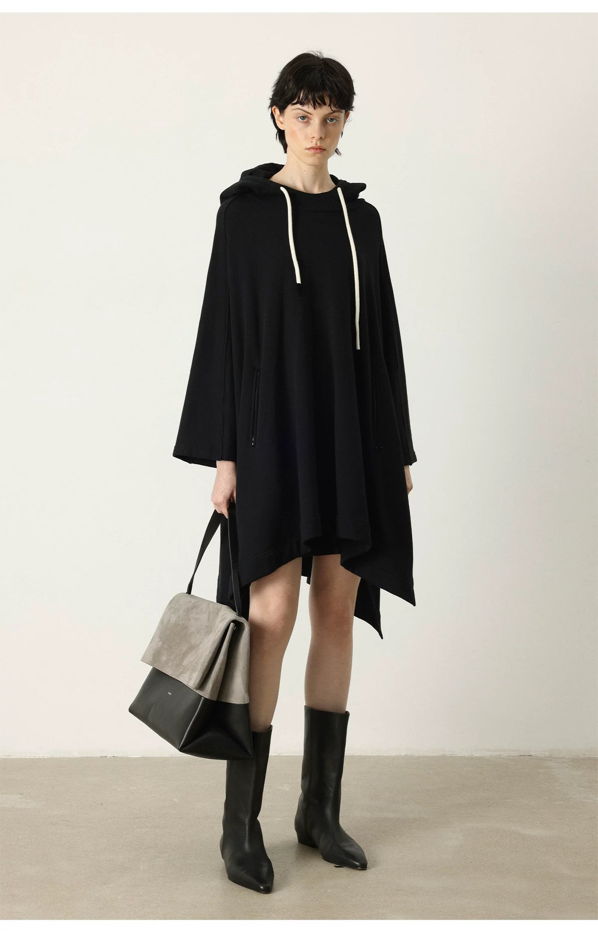 [Clearance 3] Serene Ergonomic Pure Cotton Ultra-Fine Four-Line Crochet Mid-Long Hooded Sweatshirt 7288