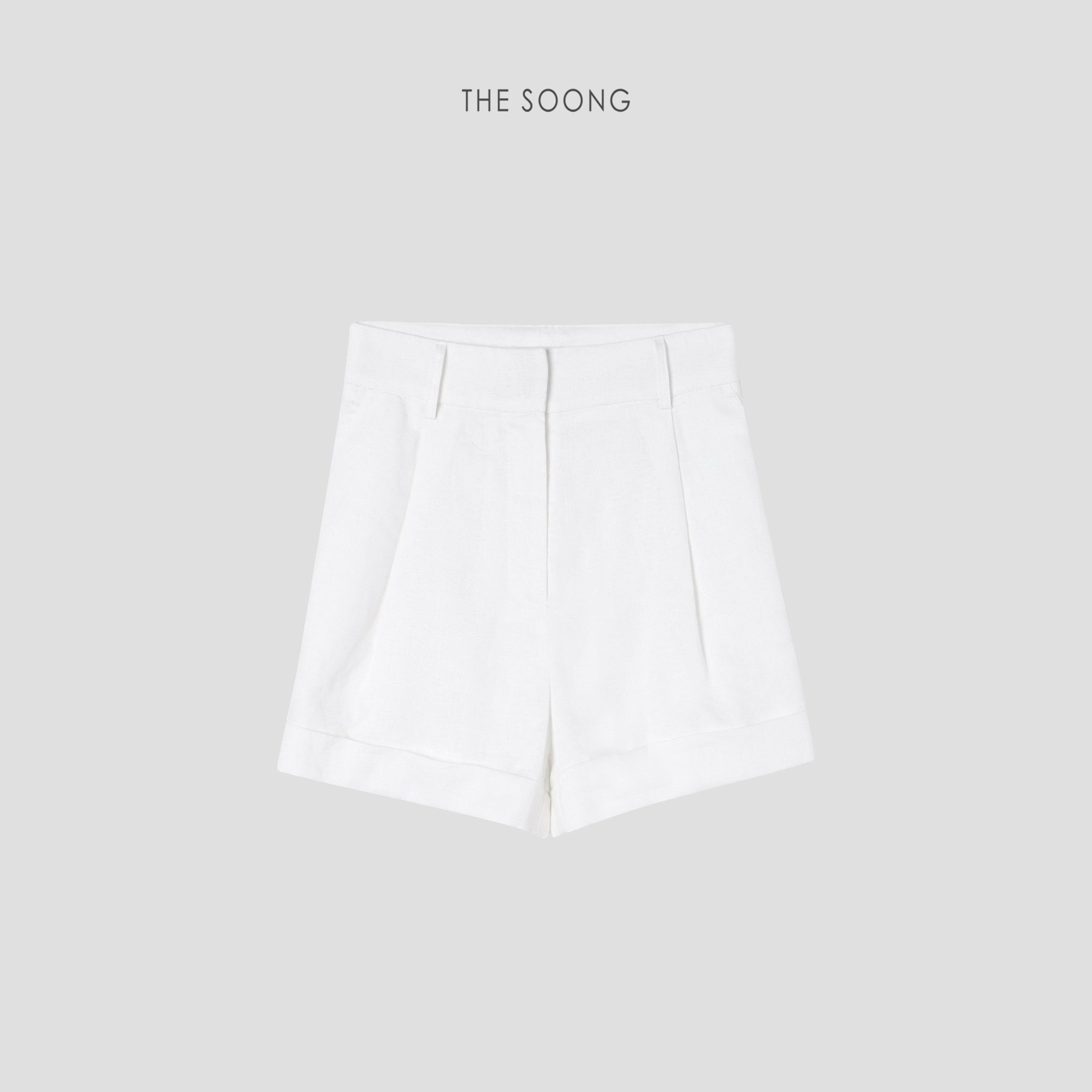 THESOONG/French Vintage 100% Selected Linen Minimal Mid-Waist Slim A-Line Casual Blazer Shorts